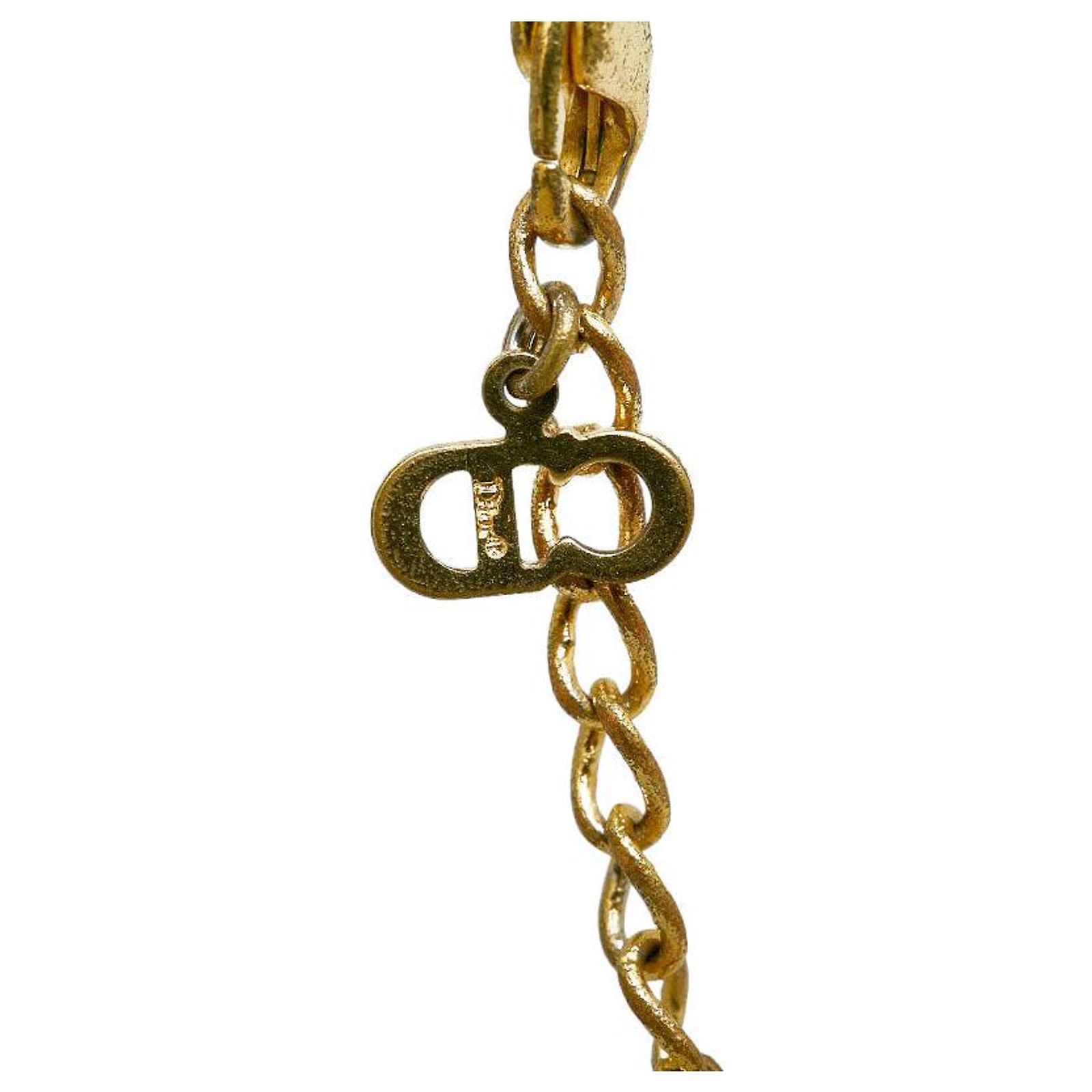 & Other Stories Dior Vintage Trotter Plate Necklace Gold Plated 