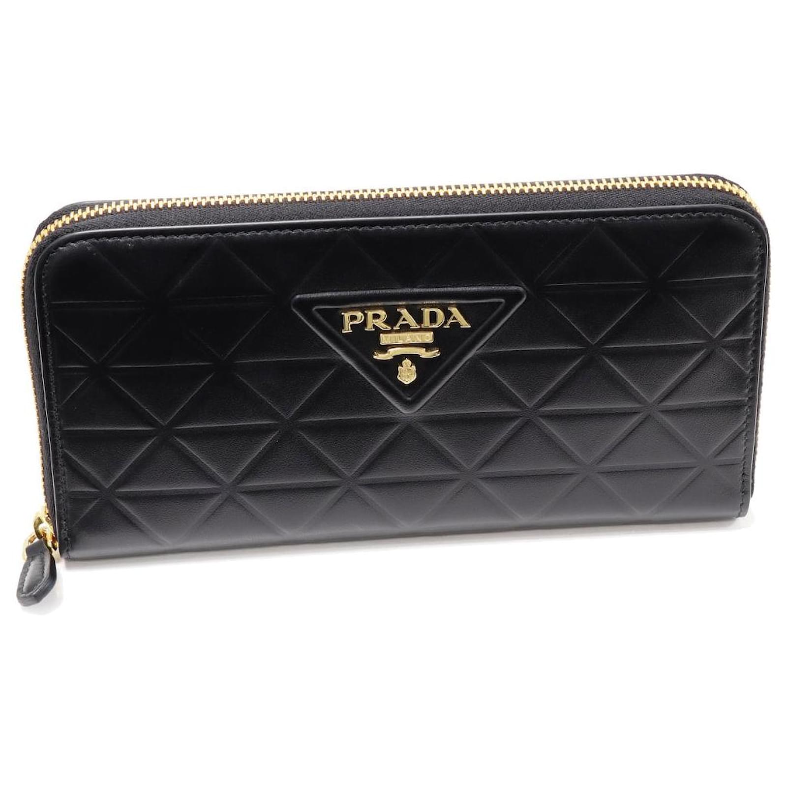 Prada Soft Calf Zip Around Long Wallet 1ML506 in Pristine Black Leather ref.1436202 Joli Closet