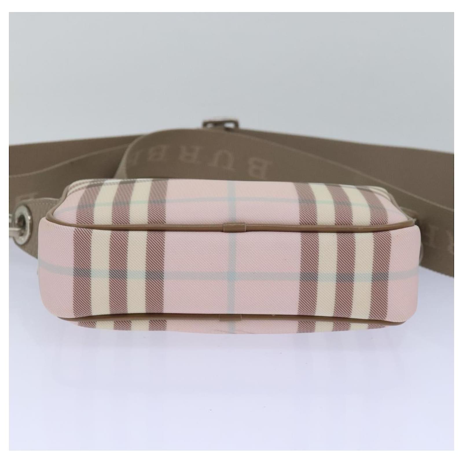 BURBERRYS / カバーオール/--/コットン/BEG BURBERRY Nova Check Shoulder Bag Coated Canvas Pink Auth mr285