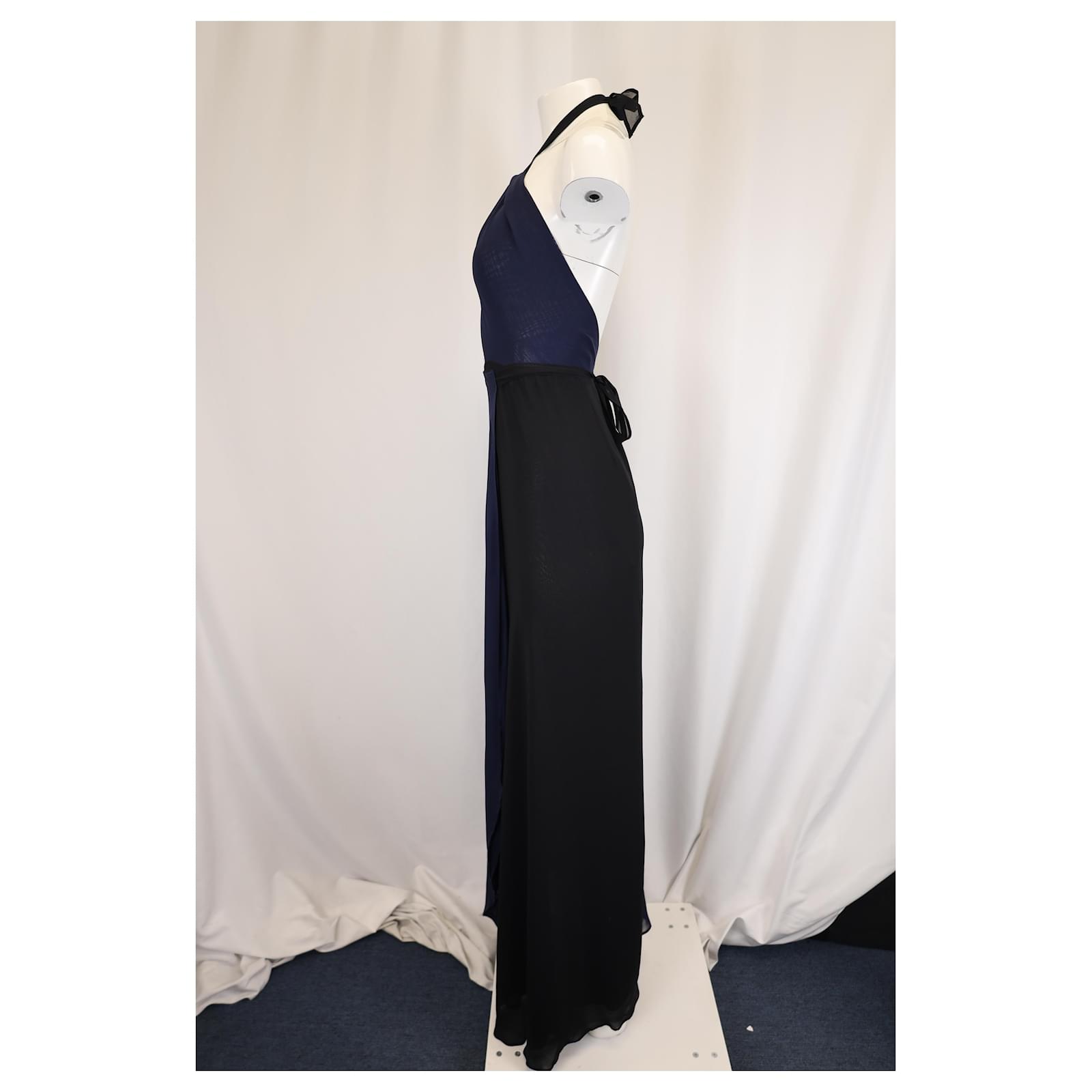 Reformation Estella Maxi Wrap Dress in Navy Blue Chiffon ref.JC1439339  (Sold) - Joli Closet