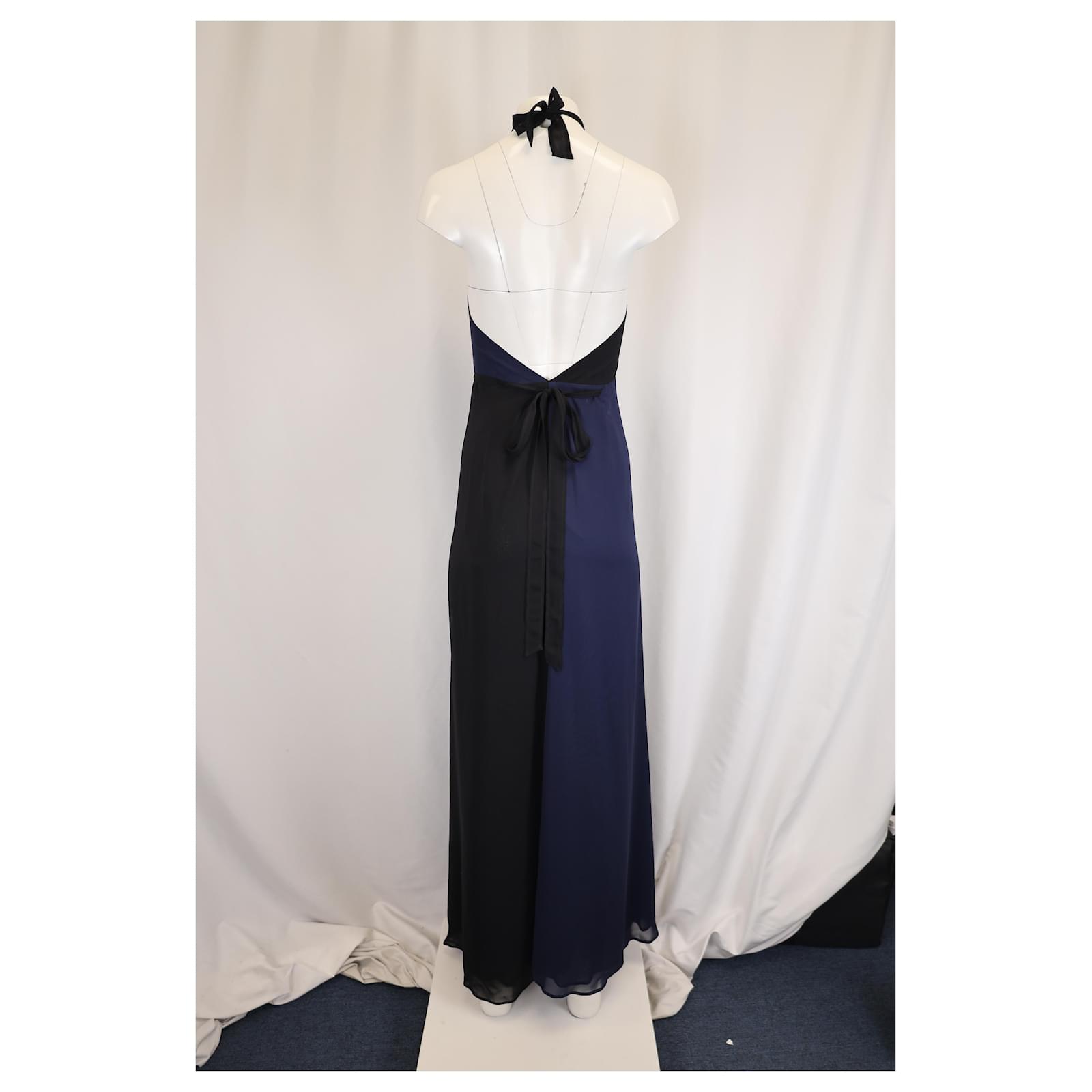 Reformation Estella Maxi Wrap Dress in Navy Blue Chiffon ref.JC1439339  (Sold) - Joli Closet