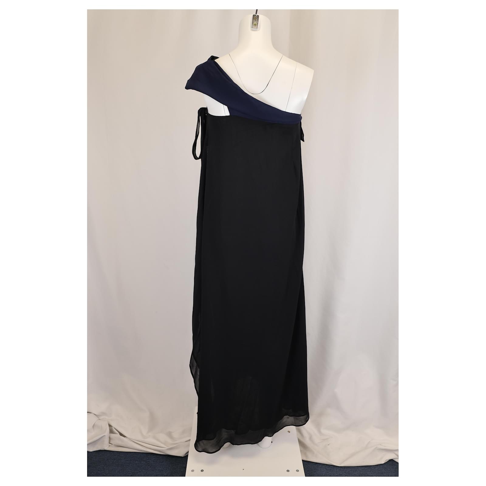Reformation Estella Maxi Wrap Dress in Navy Blue Chiffon ref.JC1439339  (Sold) - Joli Closet