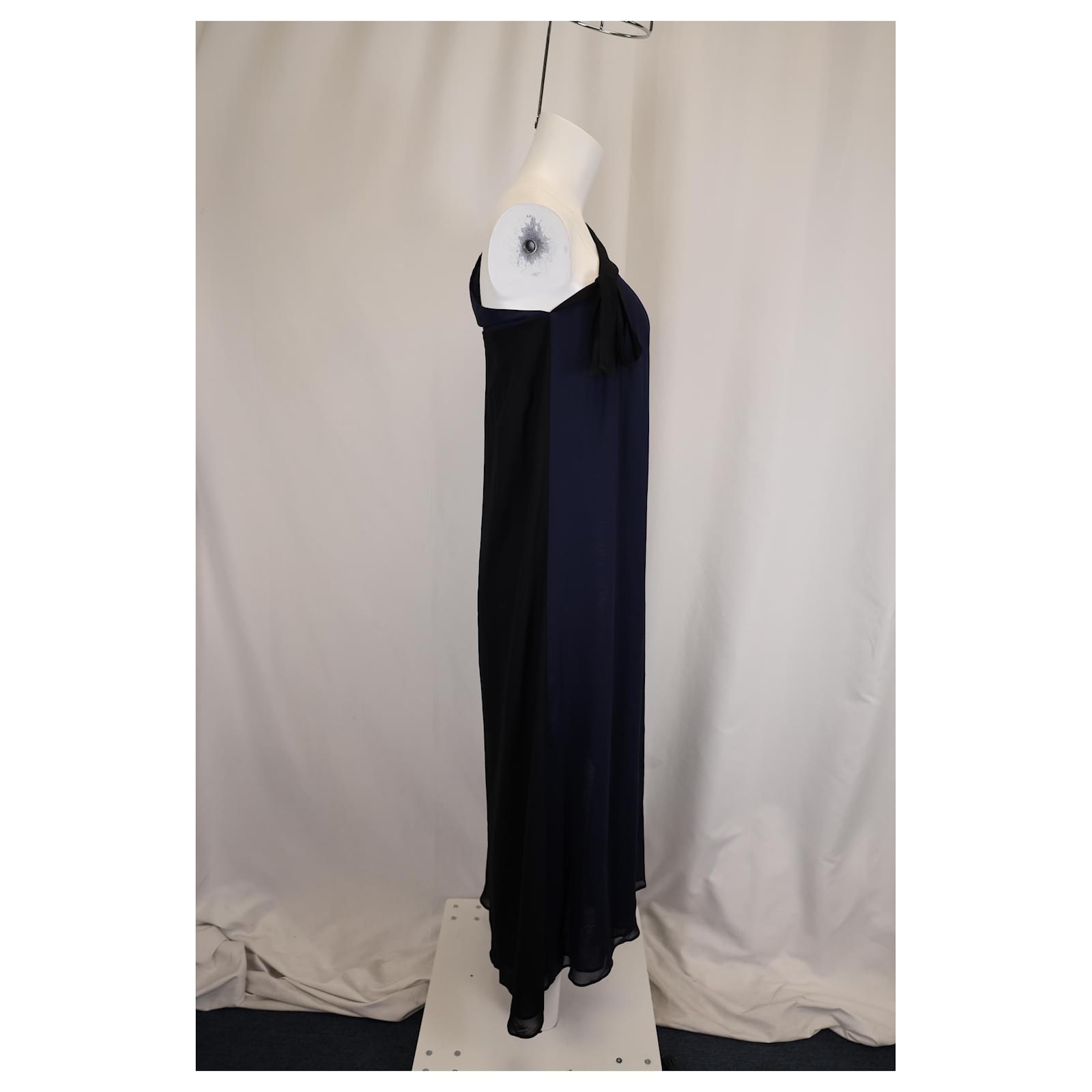 Reformation Estella Maxi Wrap Dress in Navy Blue Chiffon ref.JC1439339  (Sold)
