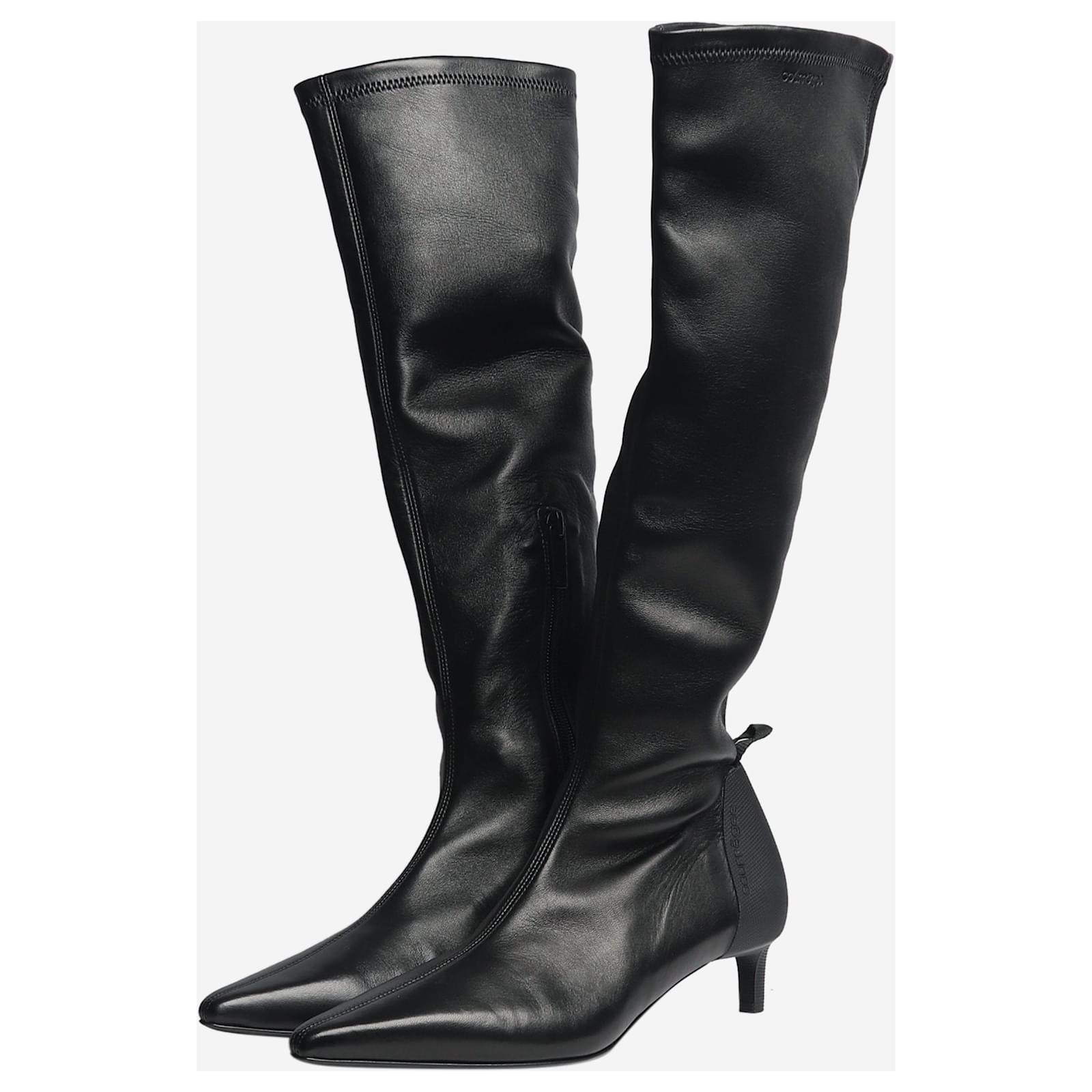 Courreges Black scuba stretch leather boots size EU 37 ref