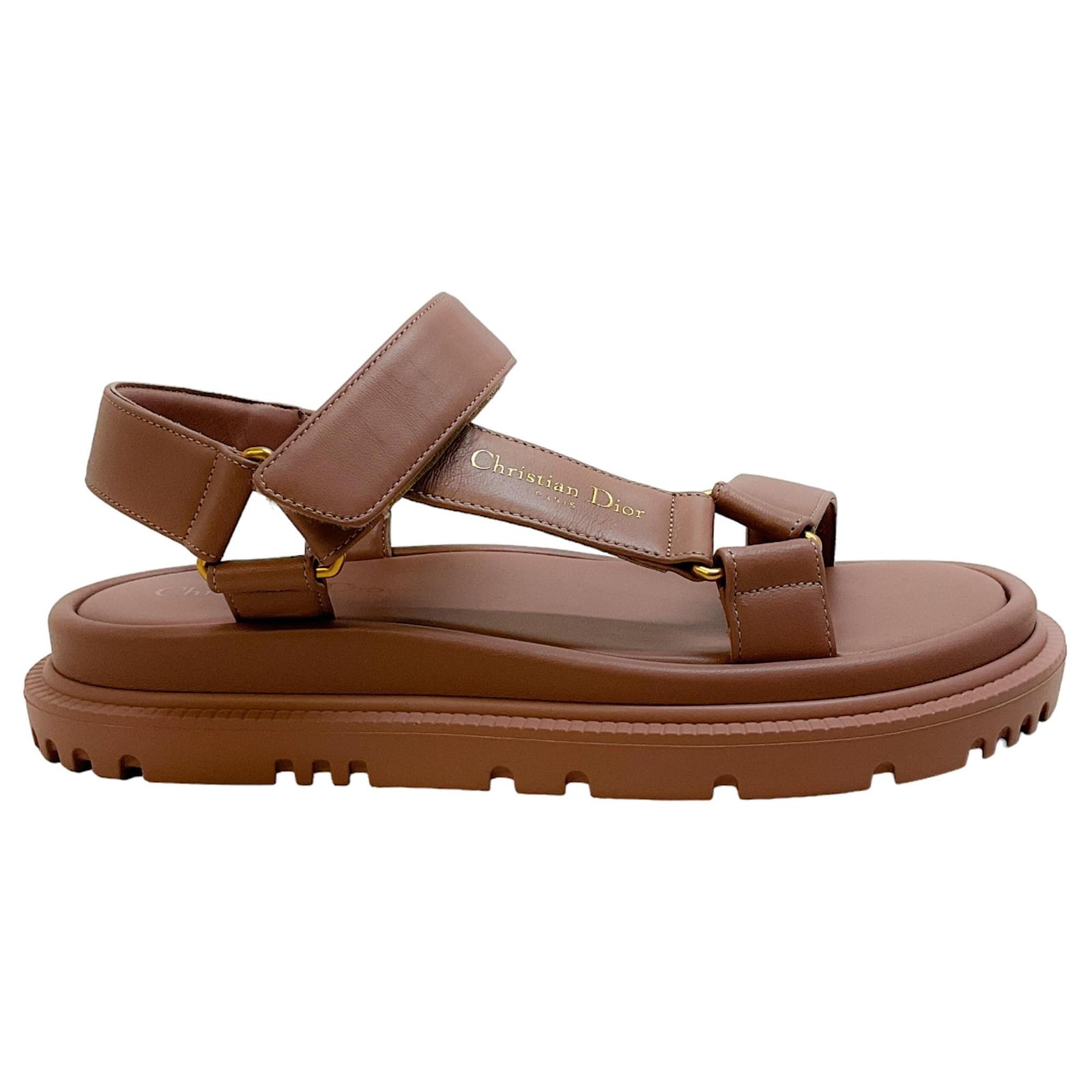 Christian Dior Powder Pink Lambskin D-Wave Sandals Leather
