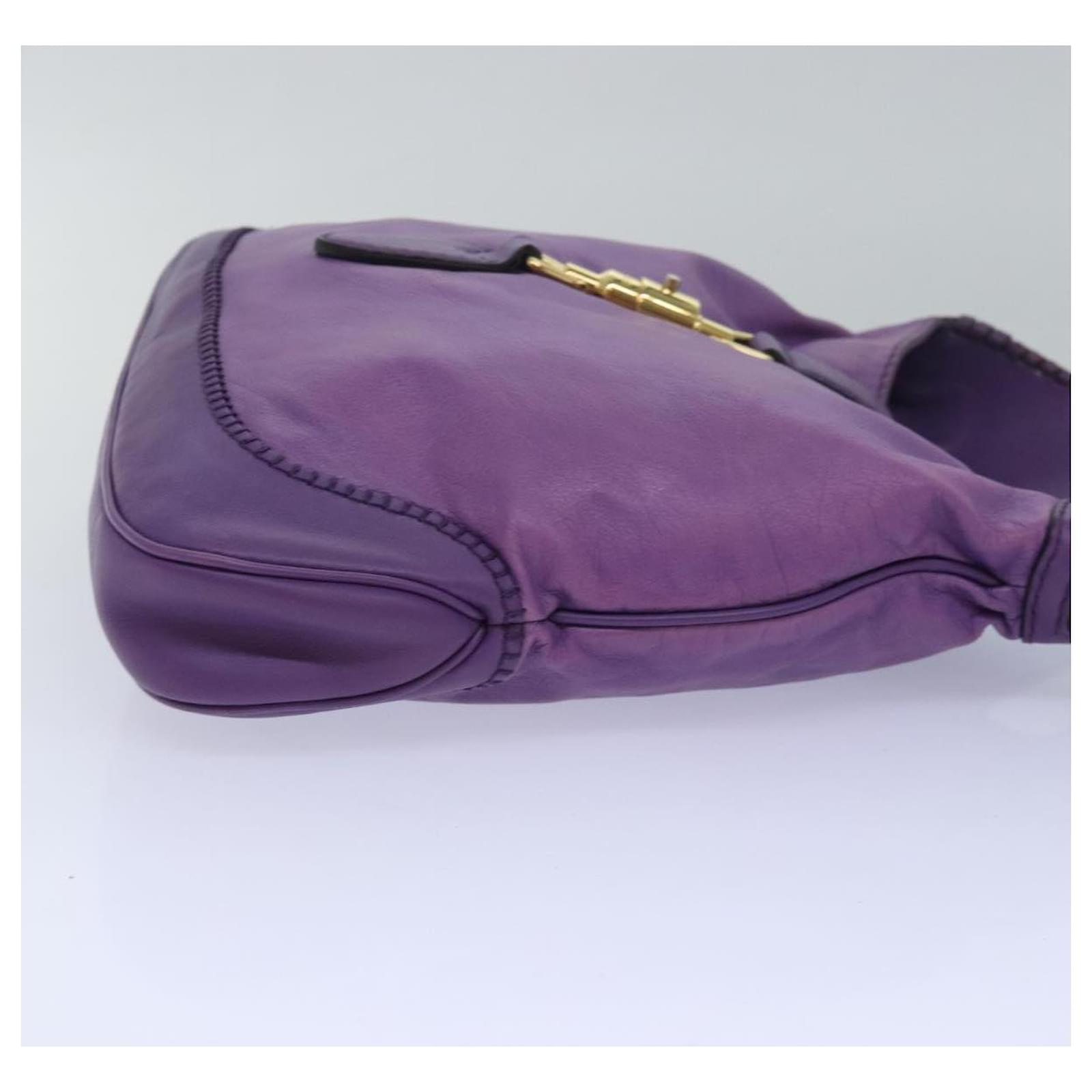 GUCCI Jackie Shoulder Bag Leather 2way Purple 219725 Auth ki4655