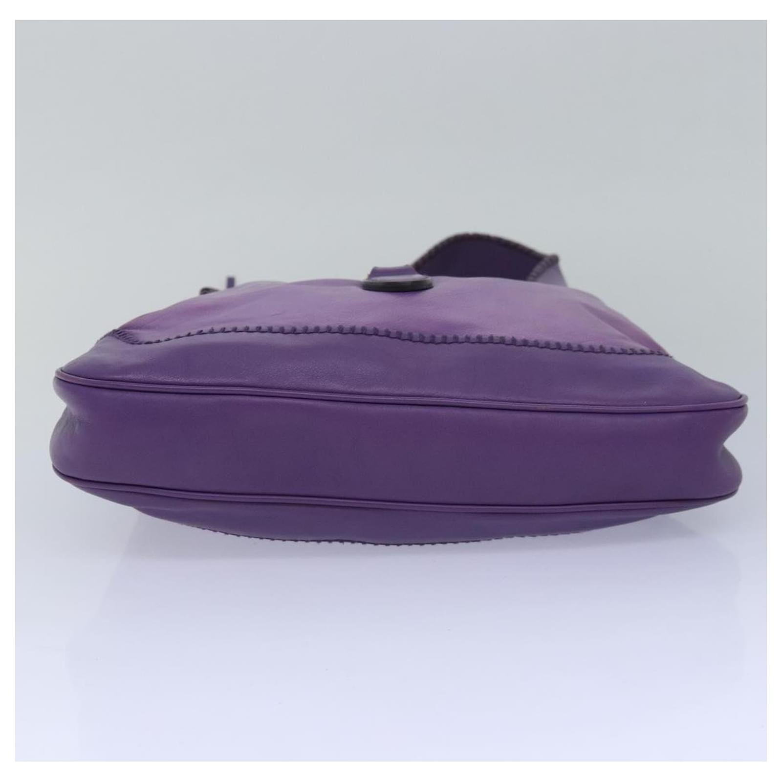 GUCCI Jackie Shoulder Bag Leather 2way Purple 219725 Auth ki4655