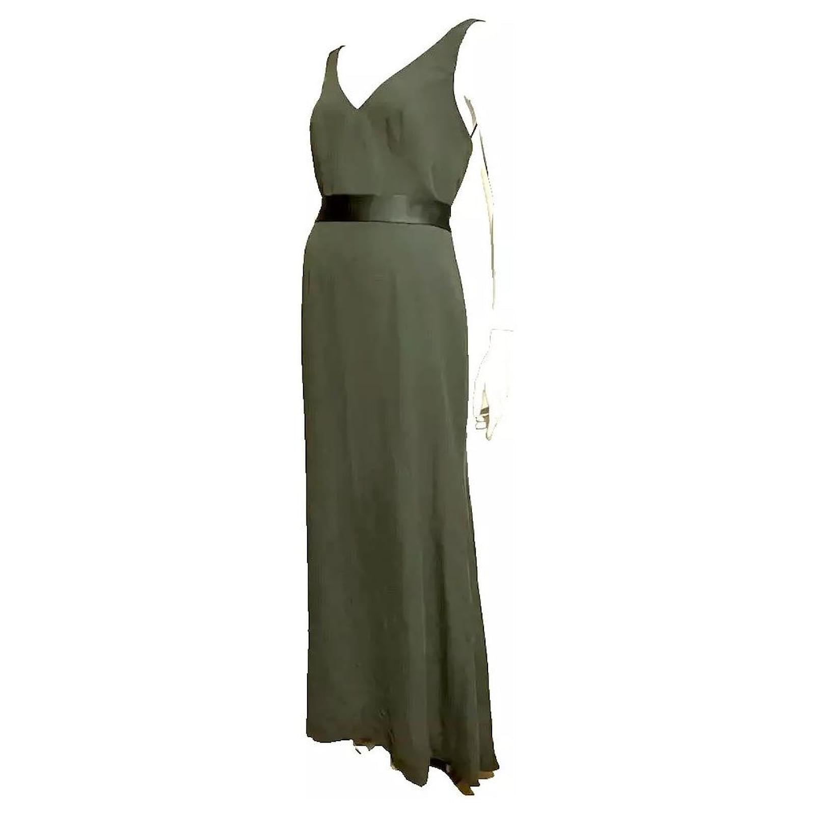 vera wang olive green dress VERA WANG BRIDE Verris Tulle One-shoulder A-line Dress