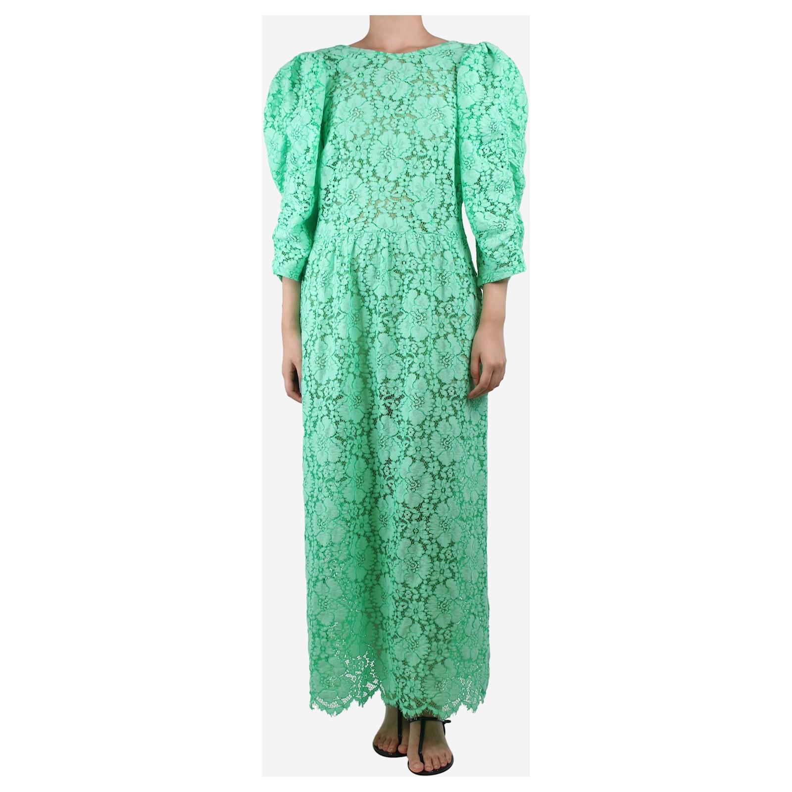 Stella Nova Green V-back lace maxi dress - size L (Sold) - Joli Closet