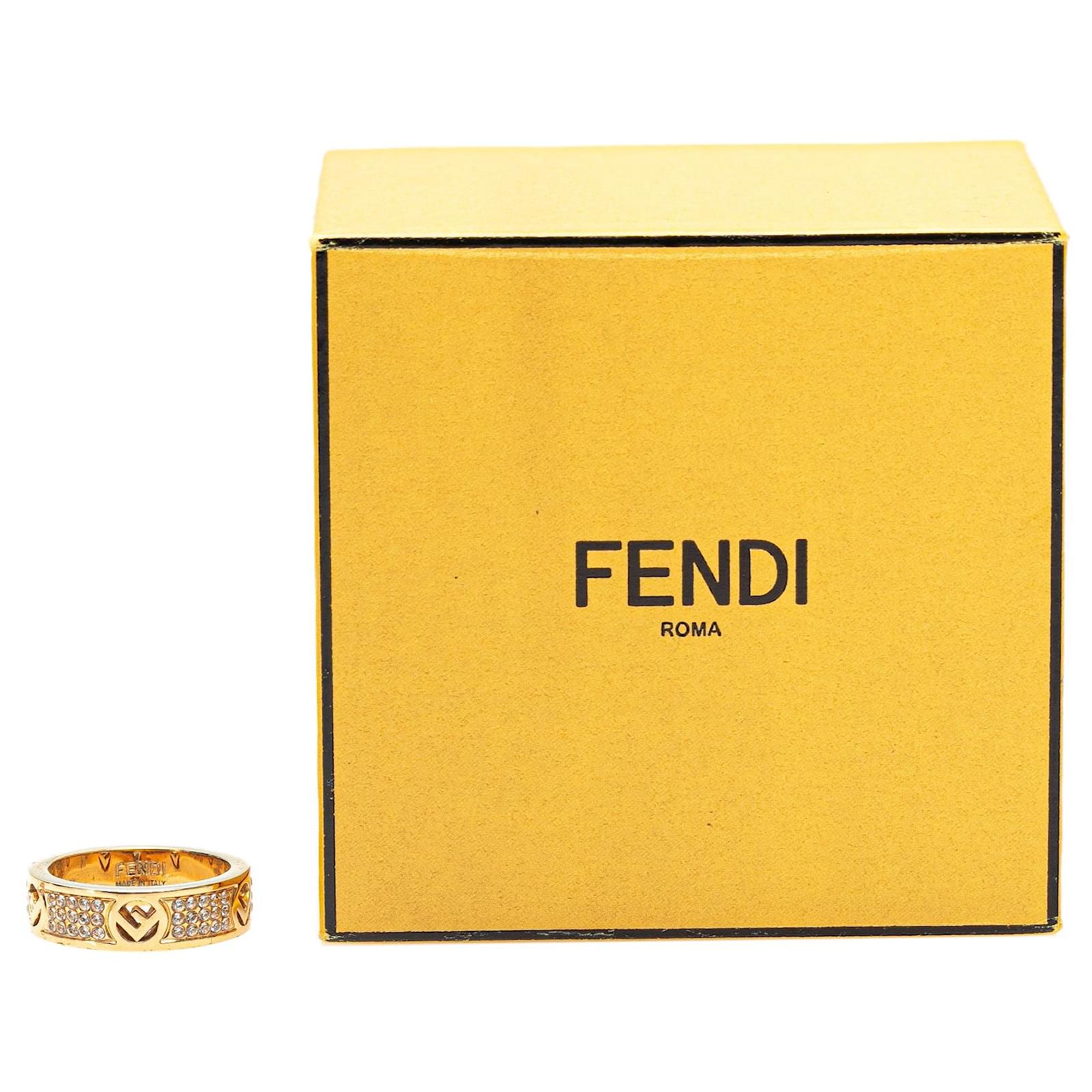 FENDI ゴールド バングル FENDI ROMA Gold Fendi Gold Plated F Is Fendi Crystal Band Ring Golden