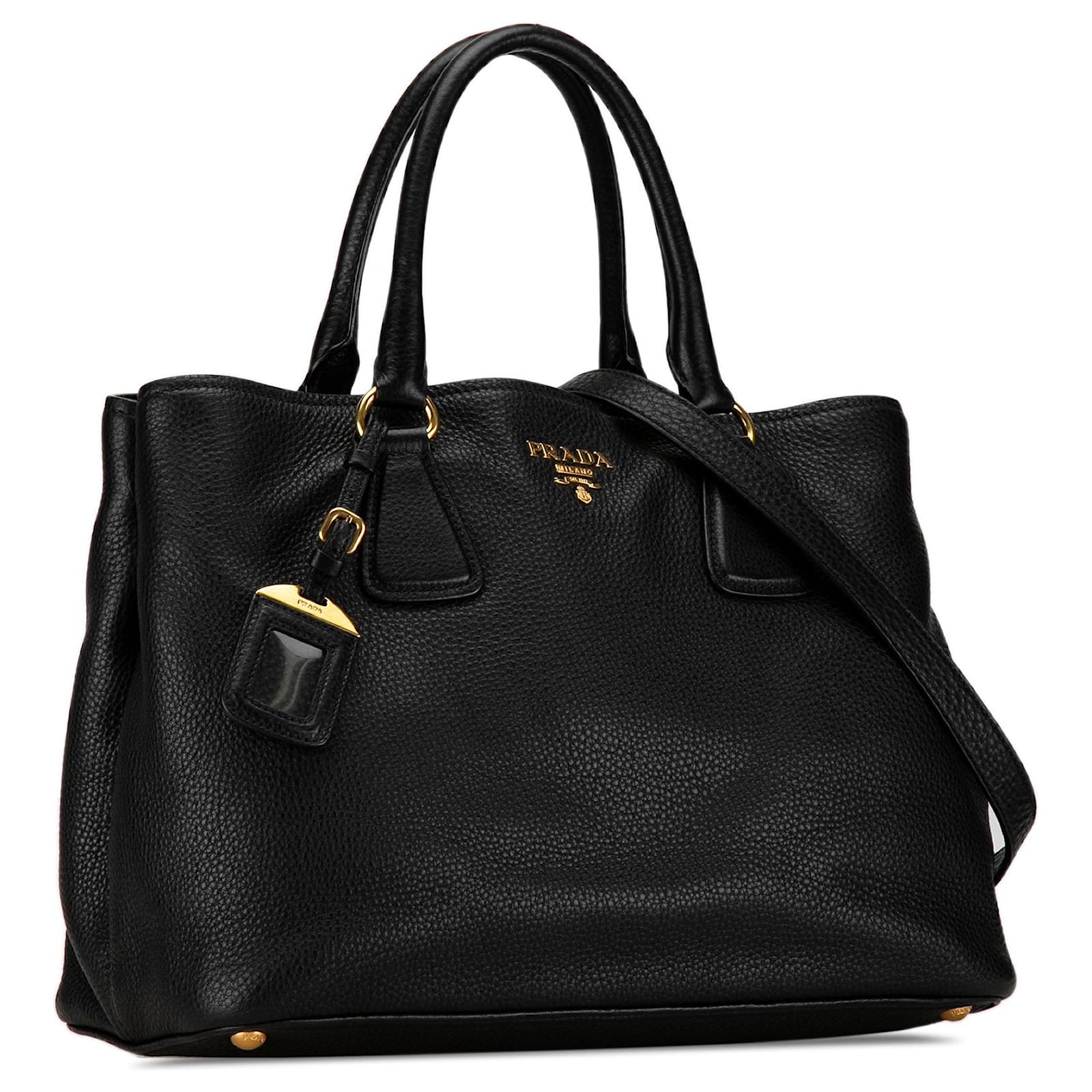 Black Prada Vitello Daino Satchel Leather ref.JC1443548 (Sold
