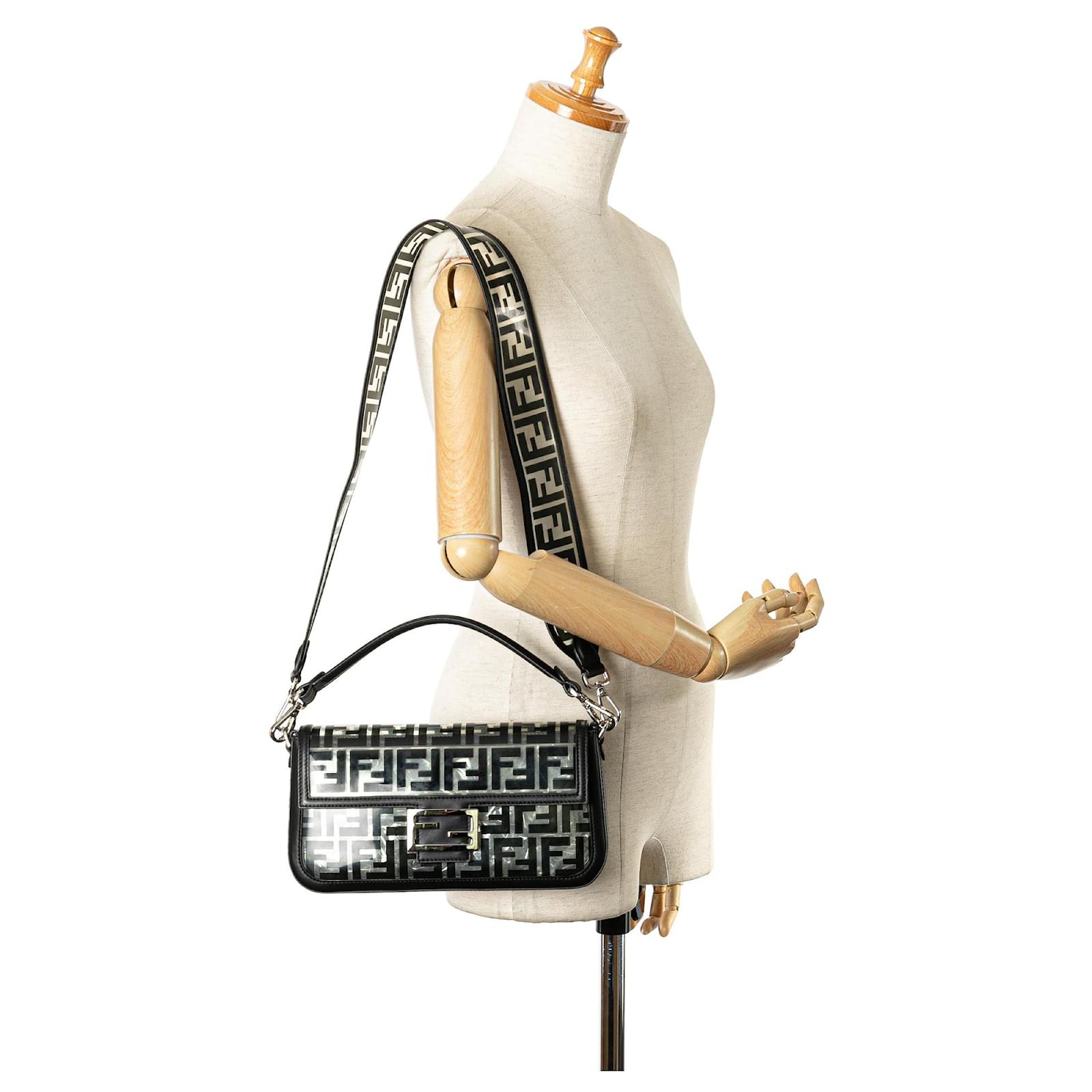Black Fendi Medium Zucca PVC Baguette Satchel Leather ref.1443816 Joli Closet