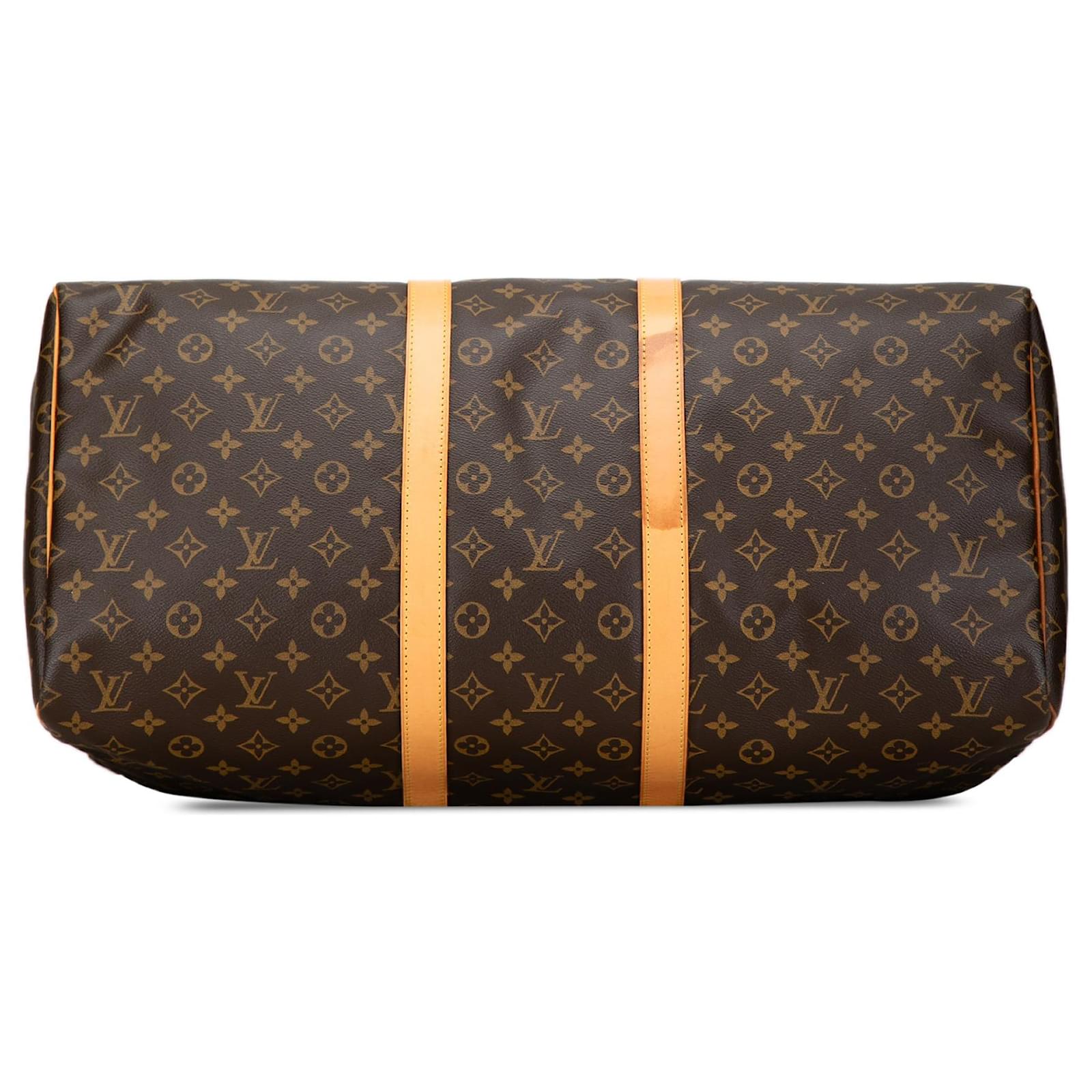 Braune Louis Vuitton Monogram Keepall 55 Reisetasche Leder ref 