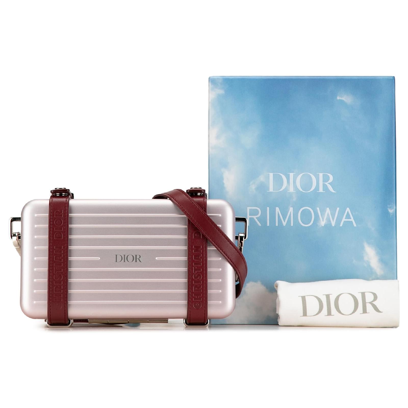 Pink Dior x Rimowa Aluminum Personal Clutch On Strap Crossbody Bag