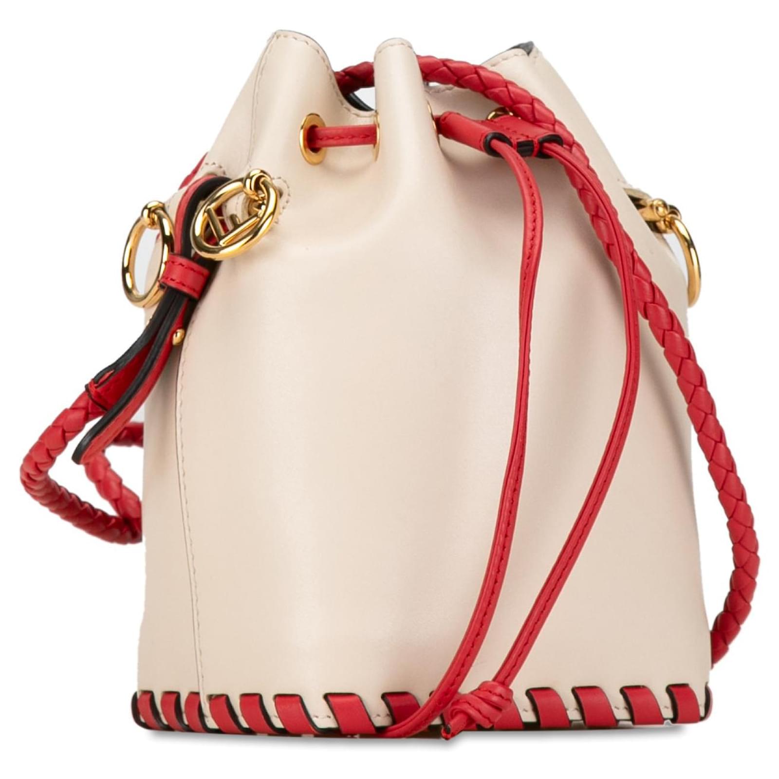 Red Fendi Mini Whipstitch Mon Tresor Bucket Bag Leather ref.1444311 Joli Closet