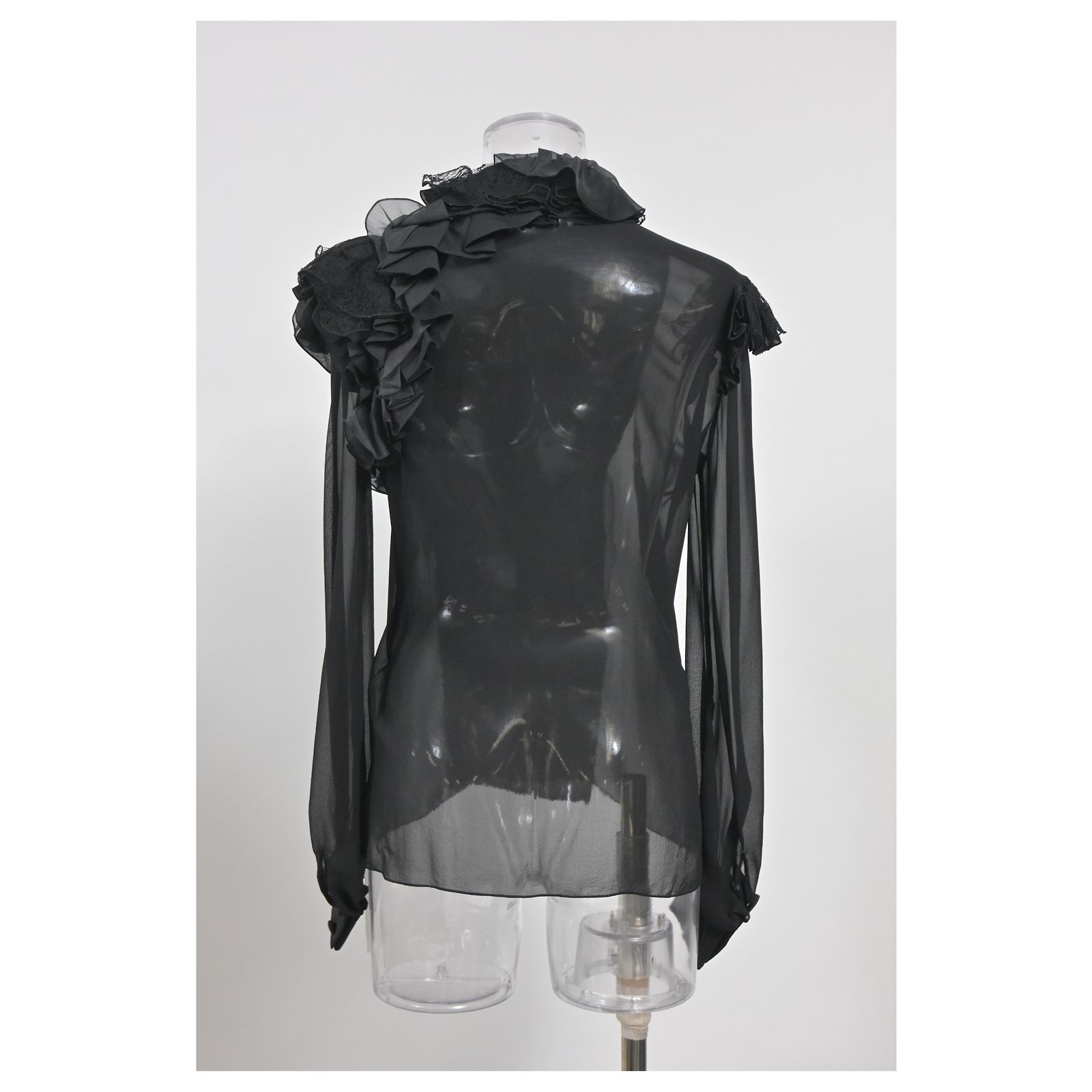 Chemisier Noir Lanvin Une épaule Avec Volants - Taille S/38 - Occasion Excellent état