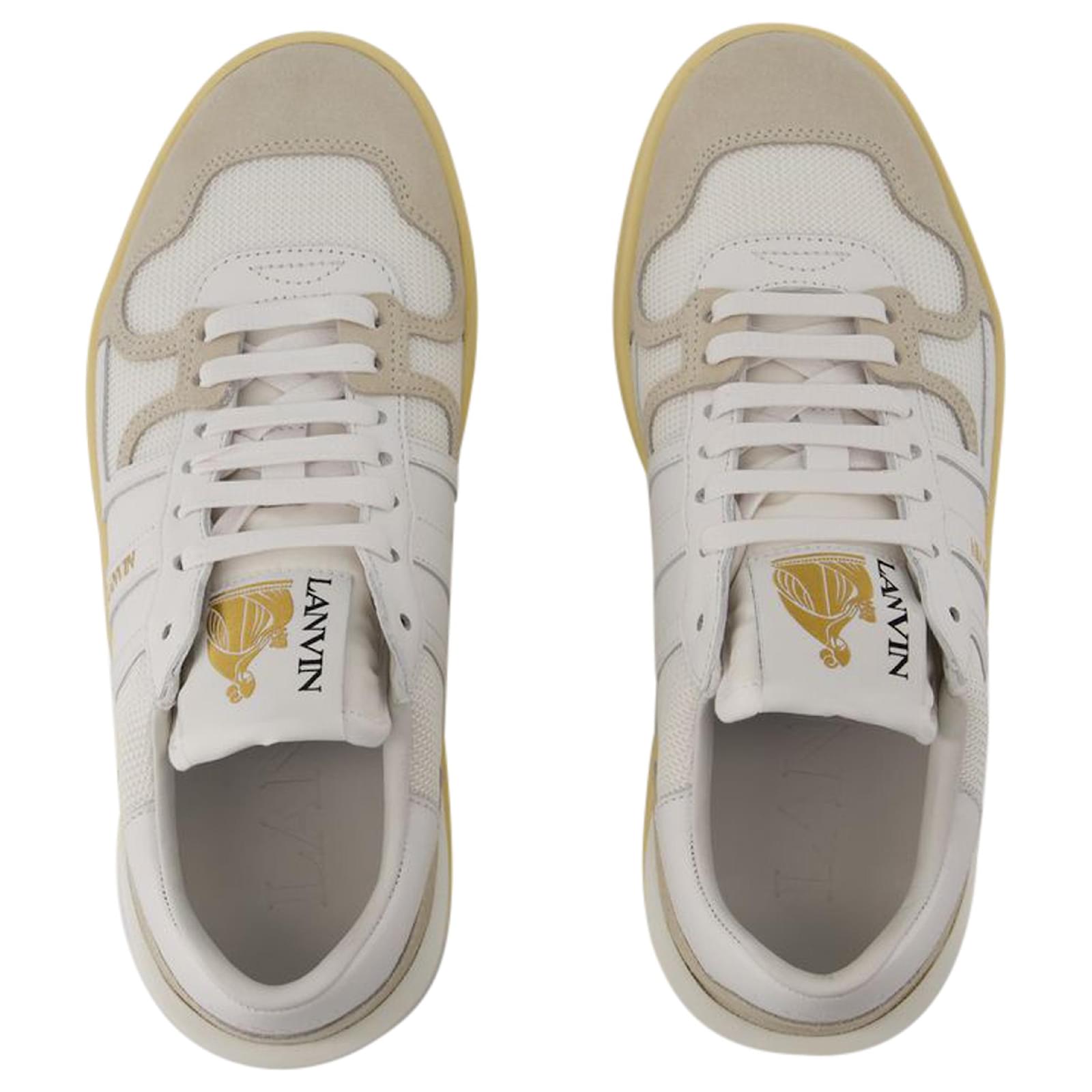スニーカー LANVIN Tennis Low Top Sneakers - Lanvin - Leather - White Lanvin Men's Tennis Low Top Sneakers in White Lanvin
