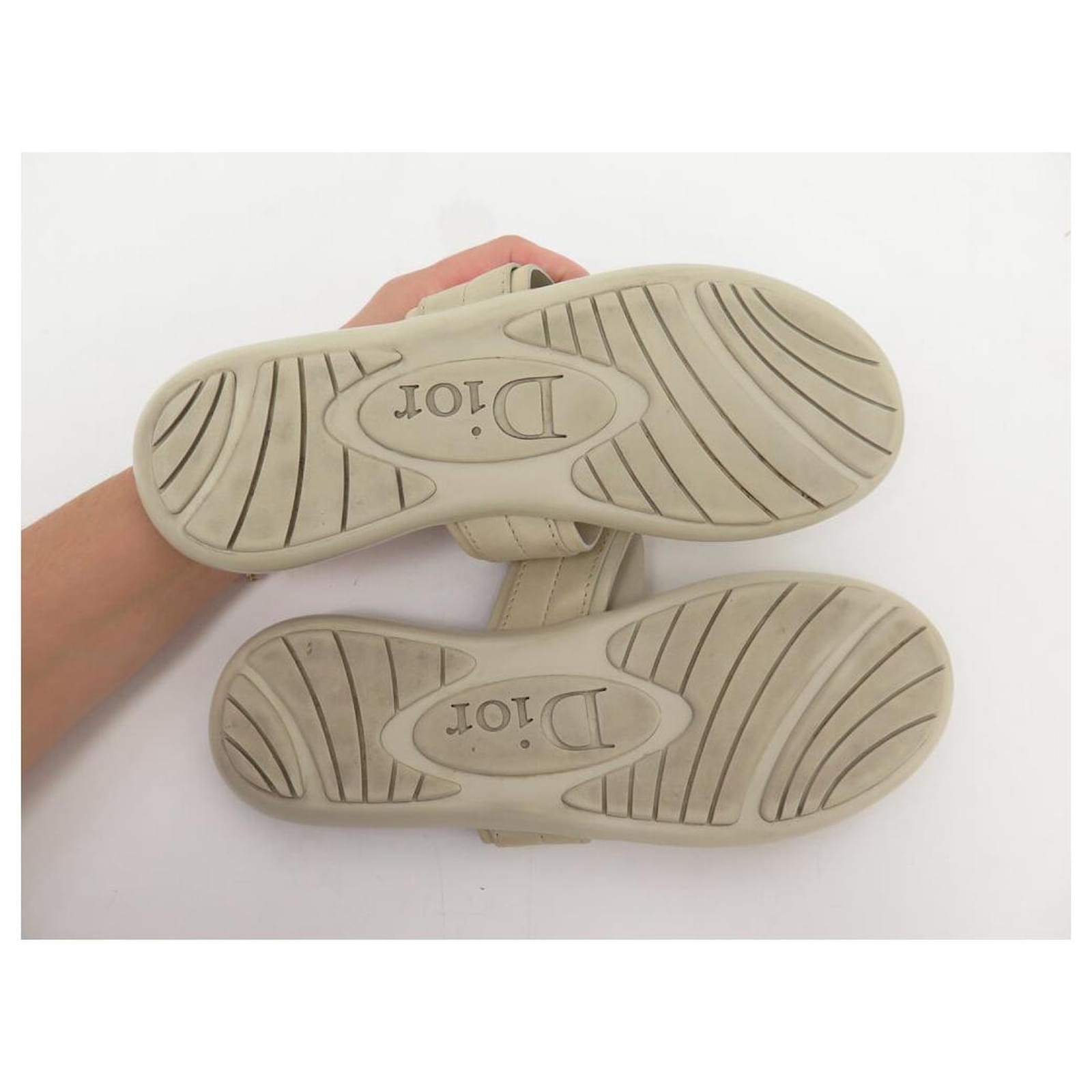 CHRISTIAN DIOR SHOES SANDALS FLIP FLOPS LOGO D 39.5 LEATHER