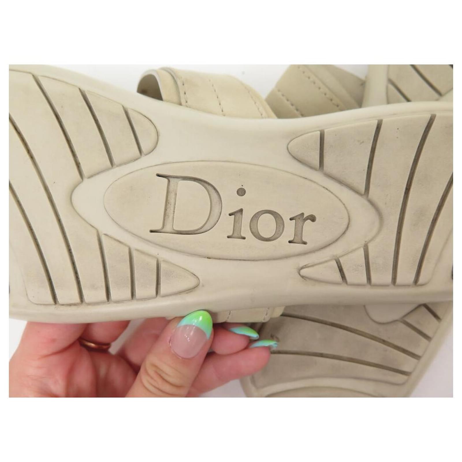 CHRISTIAN DIOR SHOES SANDALS FLIP FLOPS LOGO D 39.5 LEATHER