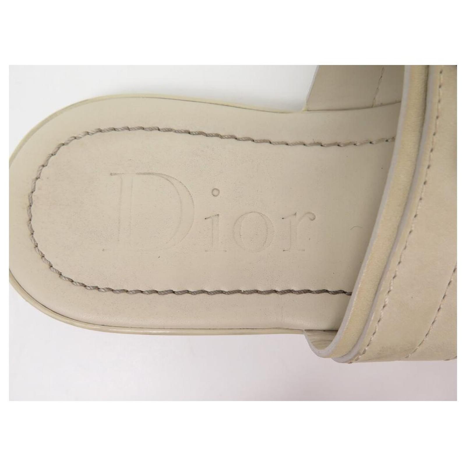 CHRISTIAN DIOR SHOES SANDALS FLIP FLOPS LOGO D 39.5 LEATHER