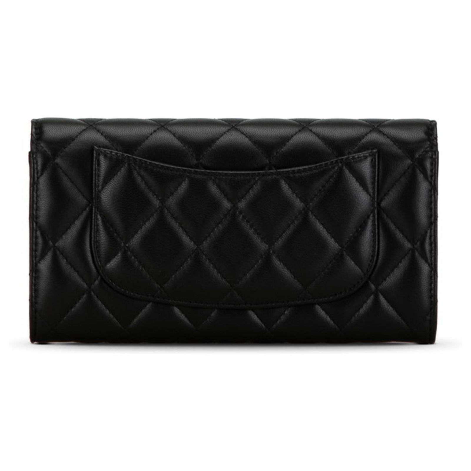Timeless Chanel Classic Long Flap Wallet in Black Lambskin for