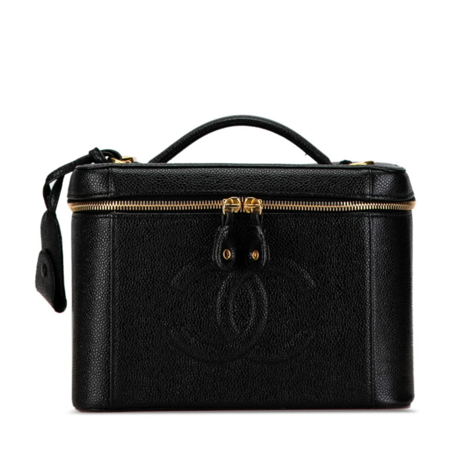 Chanel Coco Mark Handbag Vanity Bag in Black Caviar Leather (Sold ...