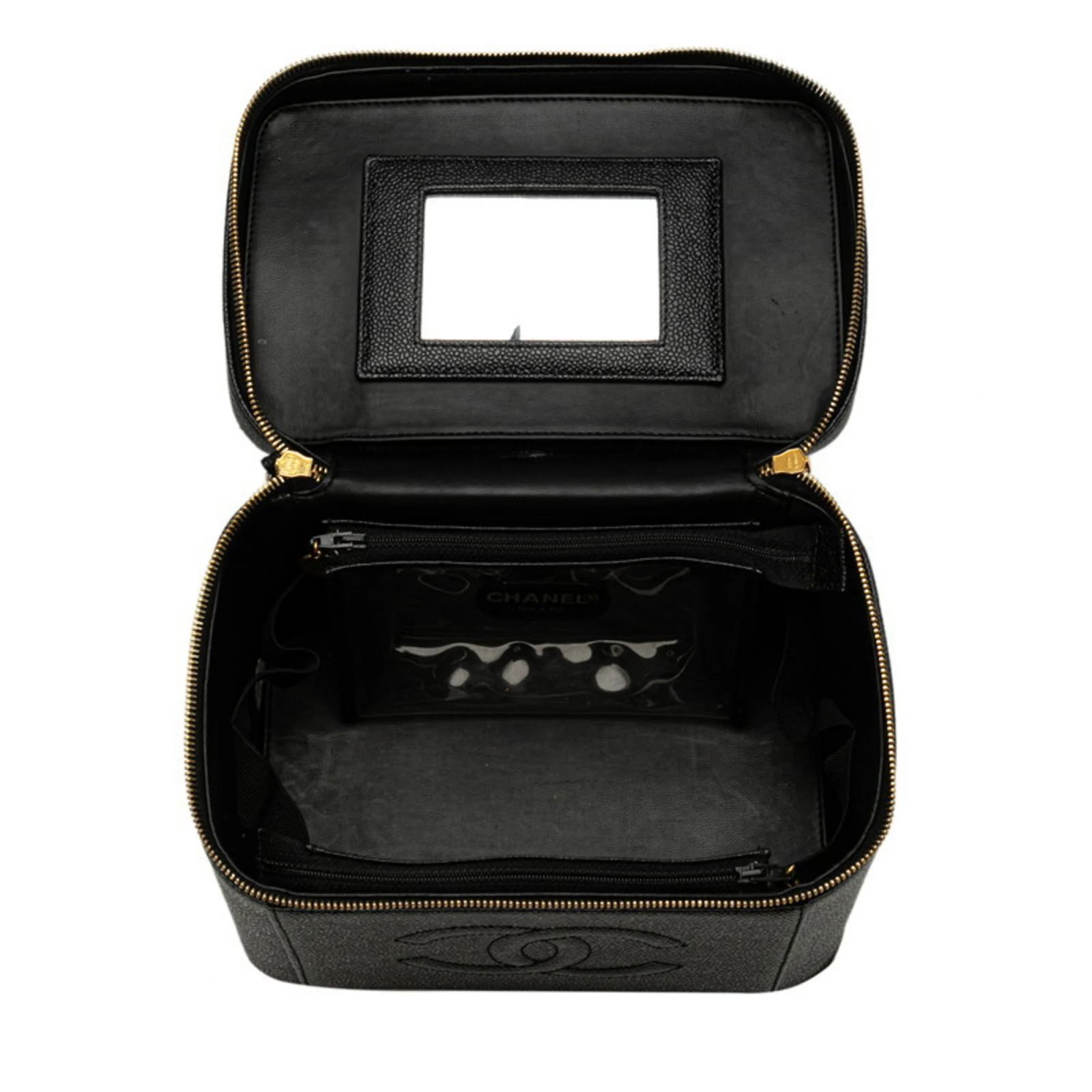 Chanel Coco Mark Handbag Vanity Bag in Black Caviar Leather (Sold ...