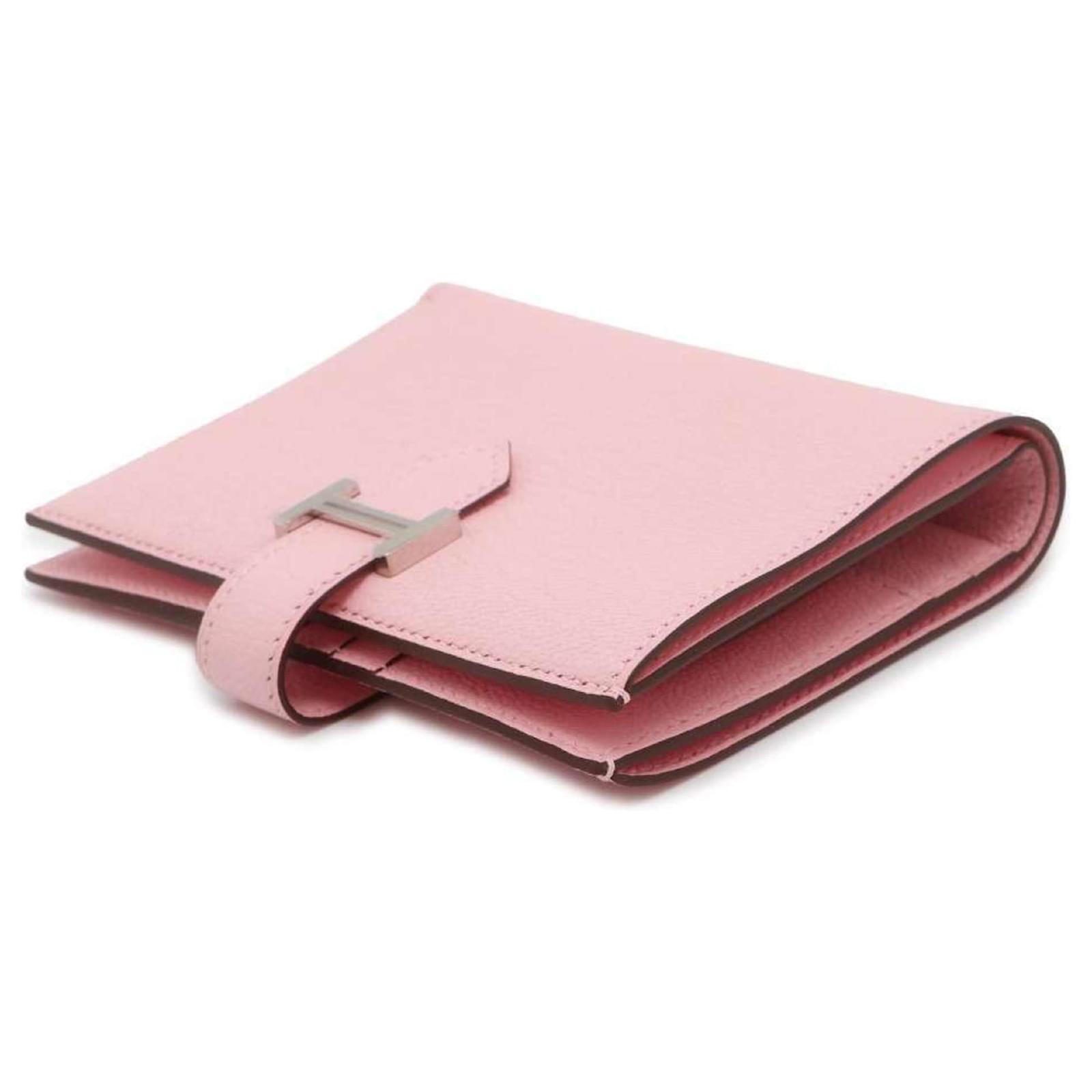 HERMES◆BEARN COMPACT ROSE SAKURA◆ HERMES Chevre Mysore Bearn Compact Wallet Rose Sakura 690077