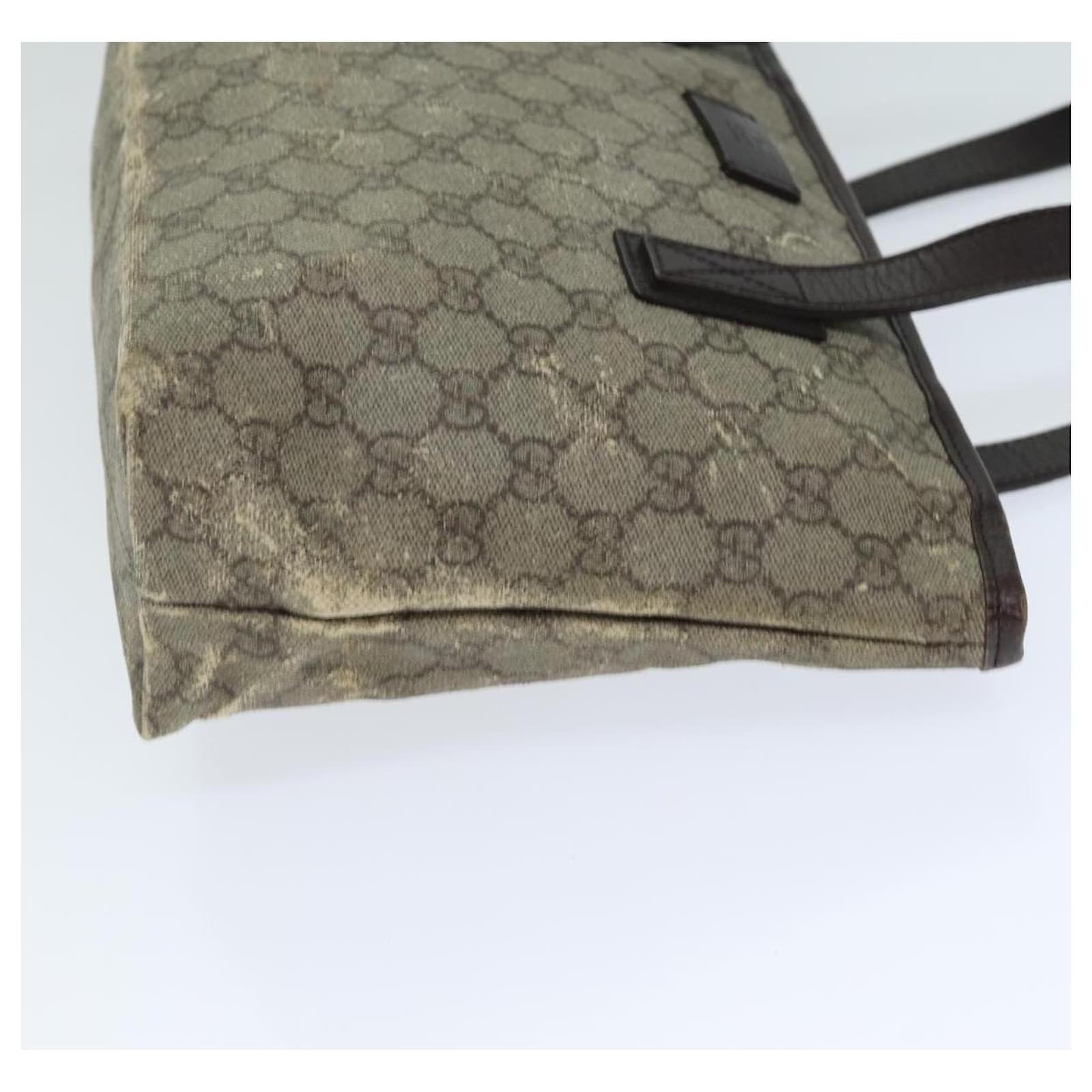GUCCI GG Supreme Tote Bag PVC Leather Beige Brown 181086 Auth