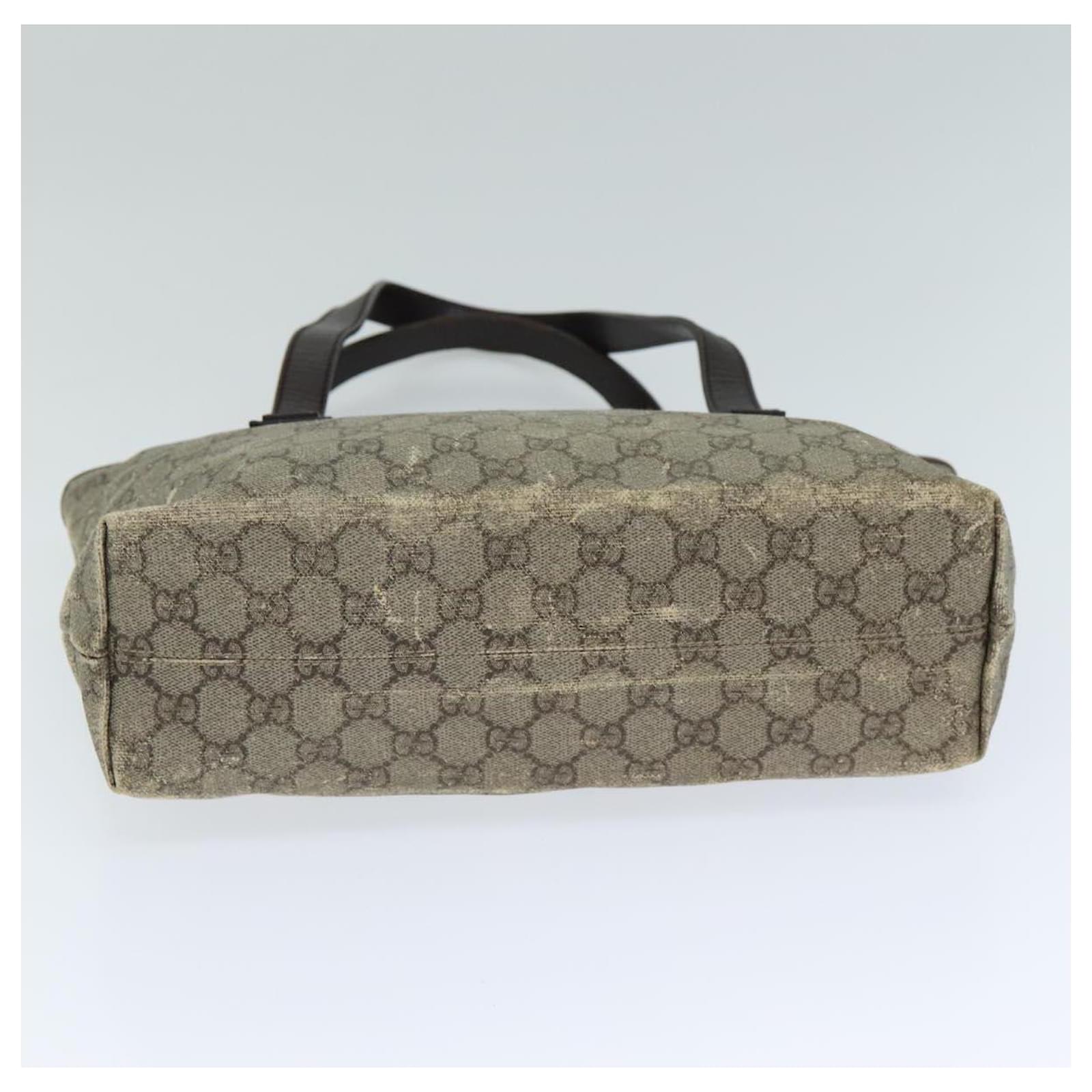 GUCCI GG Supreme Tote Bag PVC Leather Beige Brown 181086 Auth