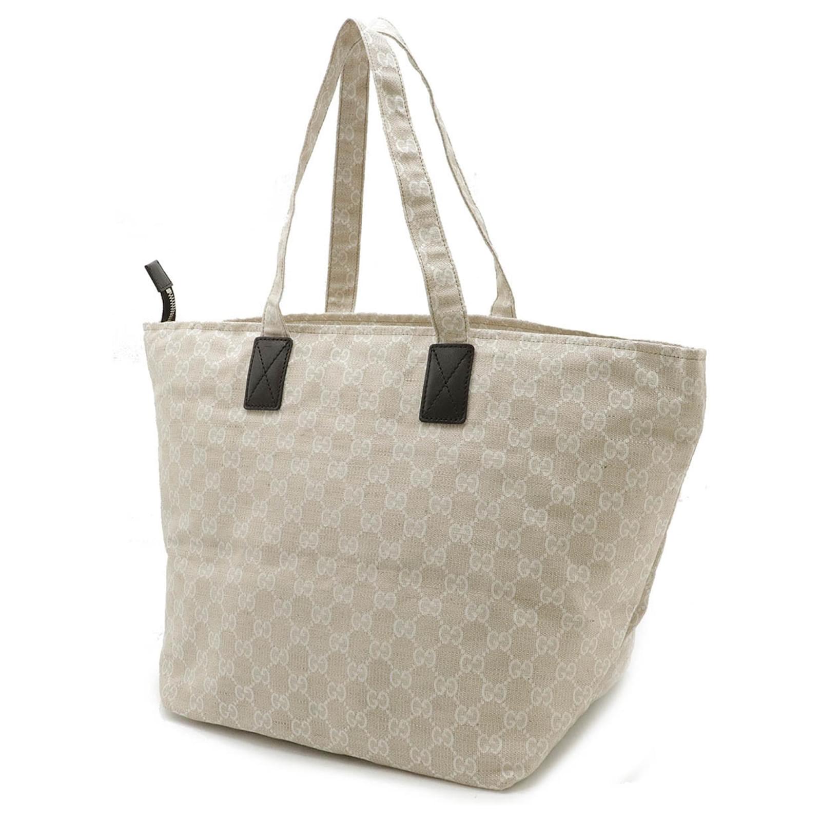 Gucci Museo GG Canvas Tote Bag Brown Beige Leather Cloth ref