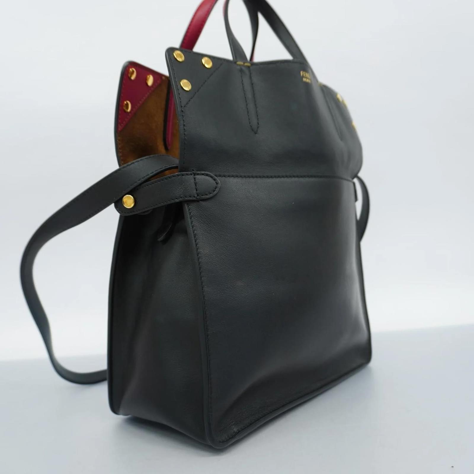 Fendi Zucca Suede Leather Handbag Brown Black Red