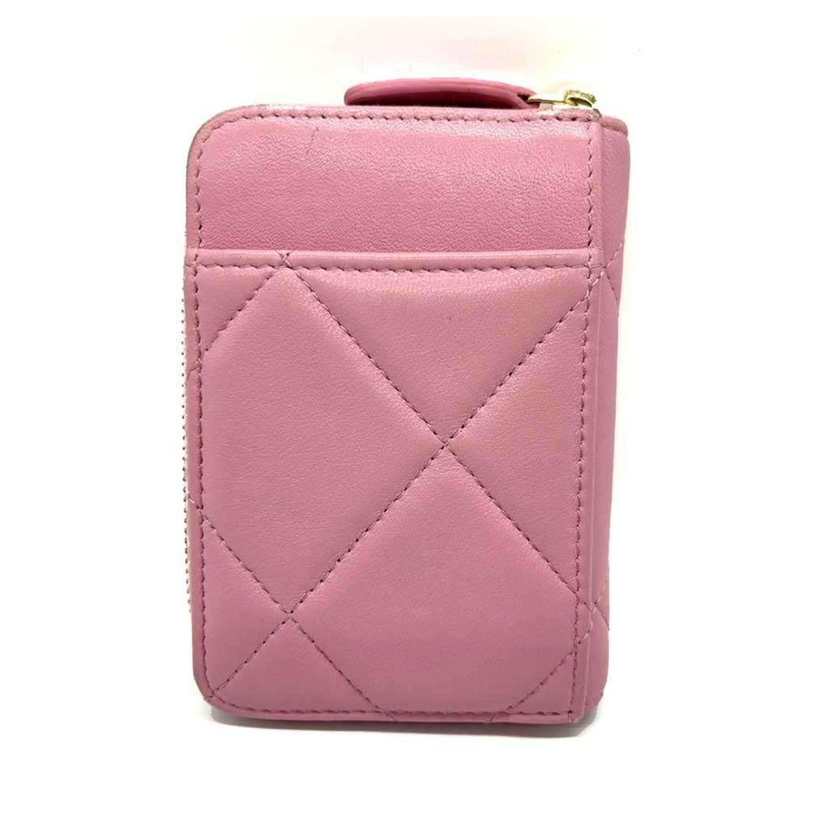Chanel Pink Lambskin Coin Purse Leather Joli Closet