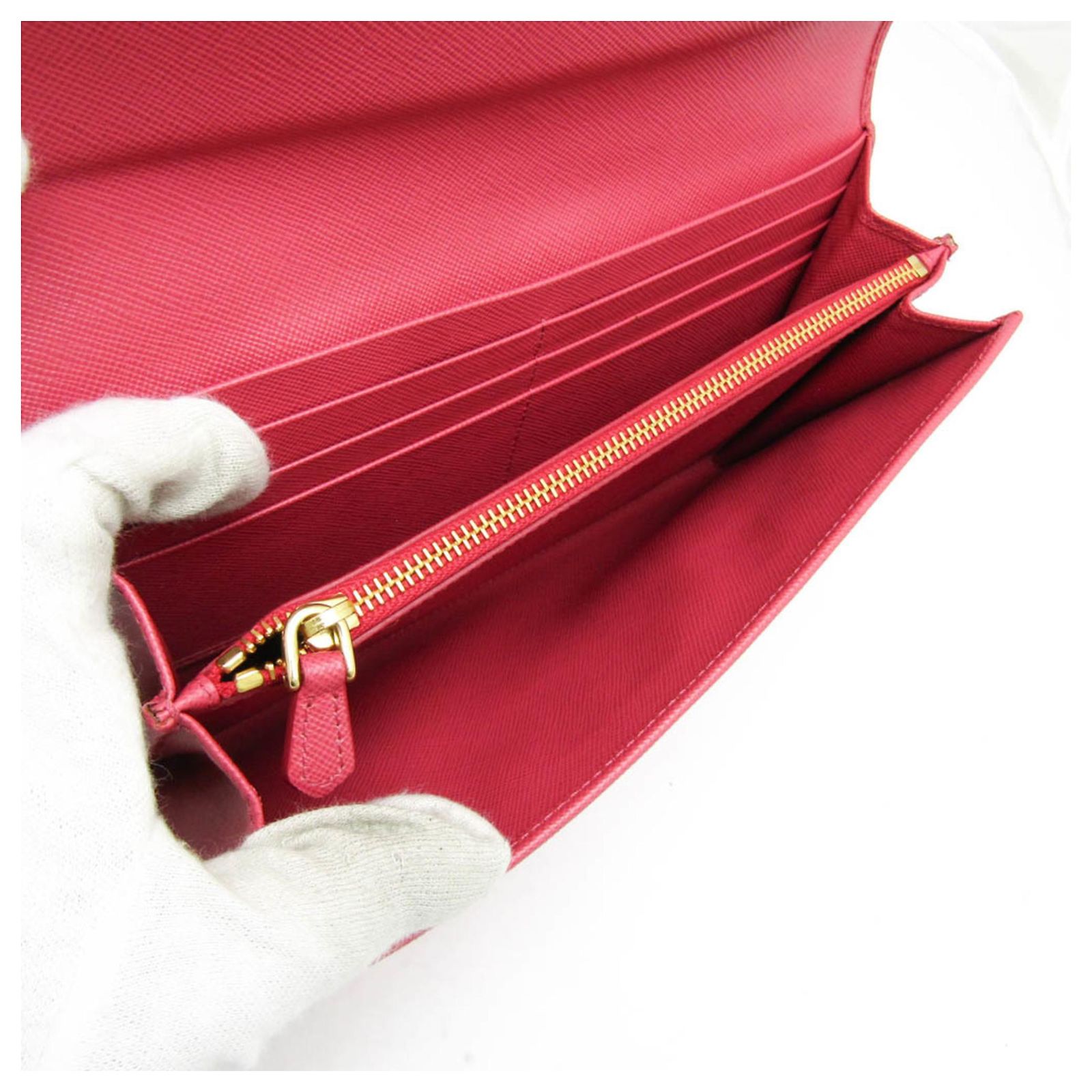 Prada Saffiano Metal Long Wallet in Peonia Pink Leather ref 