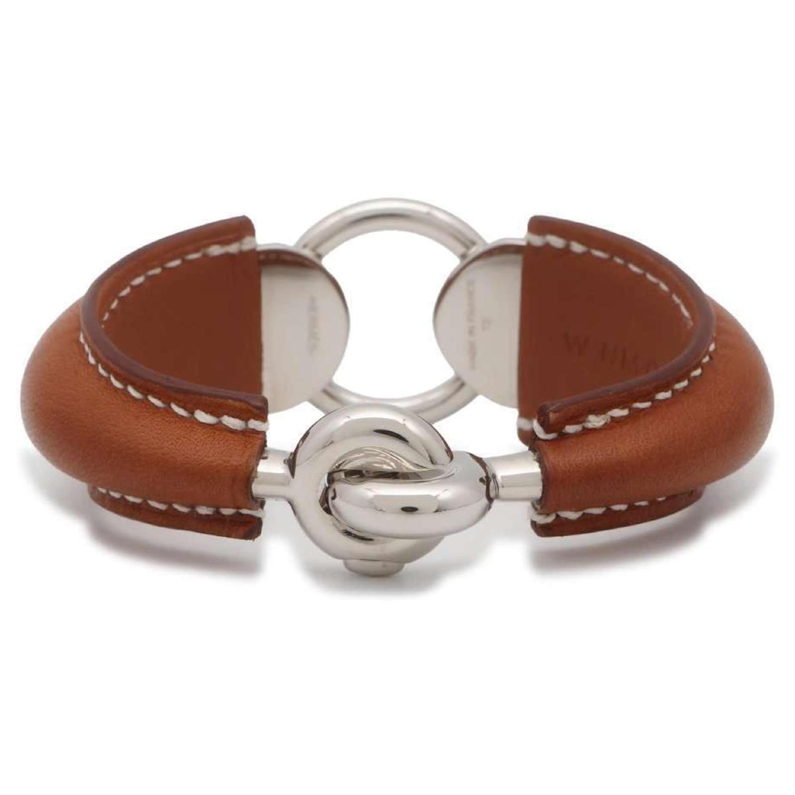 Hermès Hermes Epure Equestre Bangle in Fauve Barenia Leather