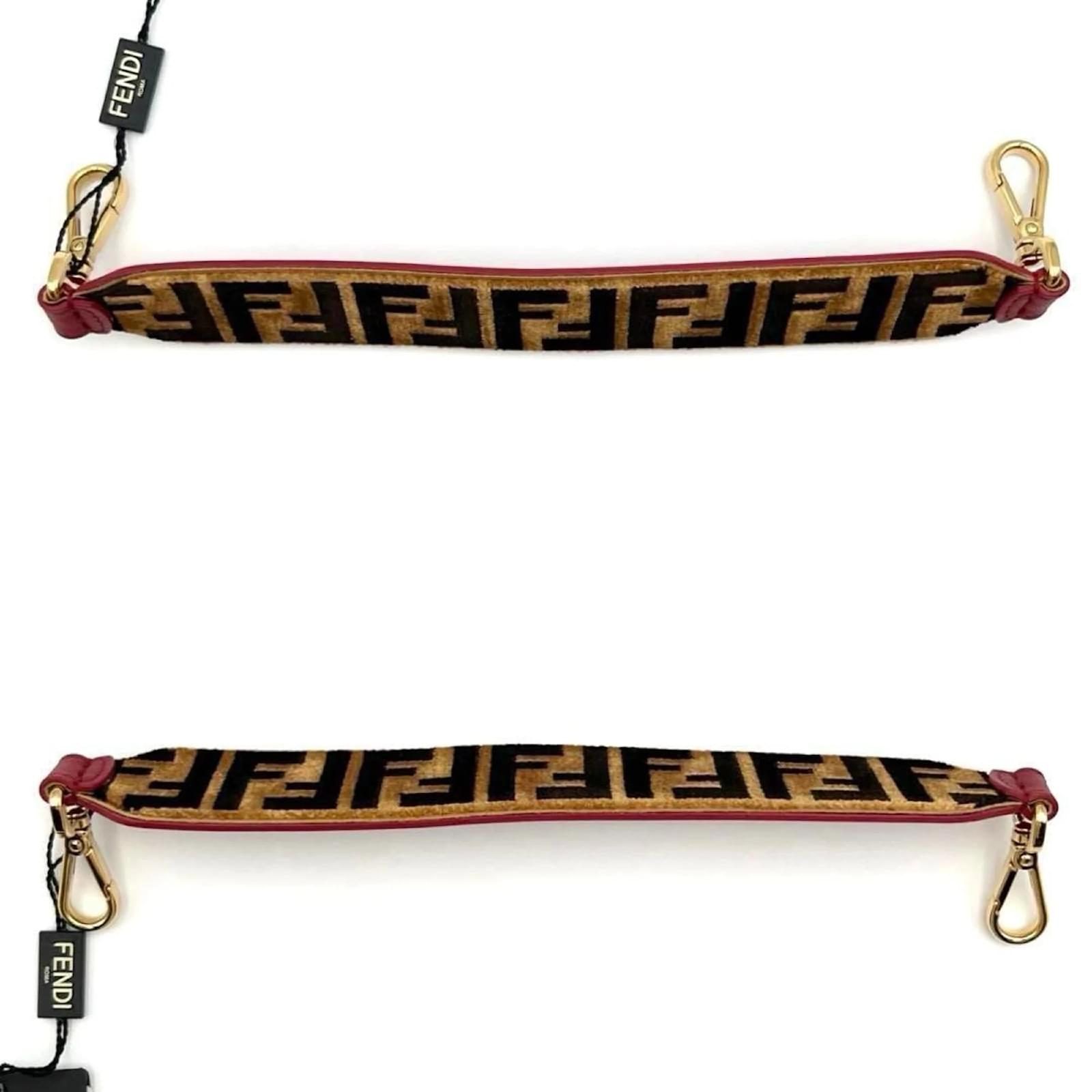 Fendi Women's Handbag Strap You Mini Handle Belt Brown Leather