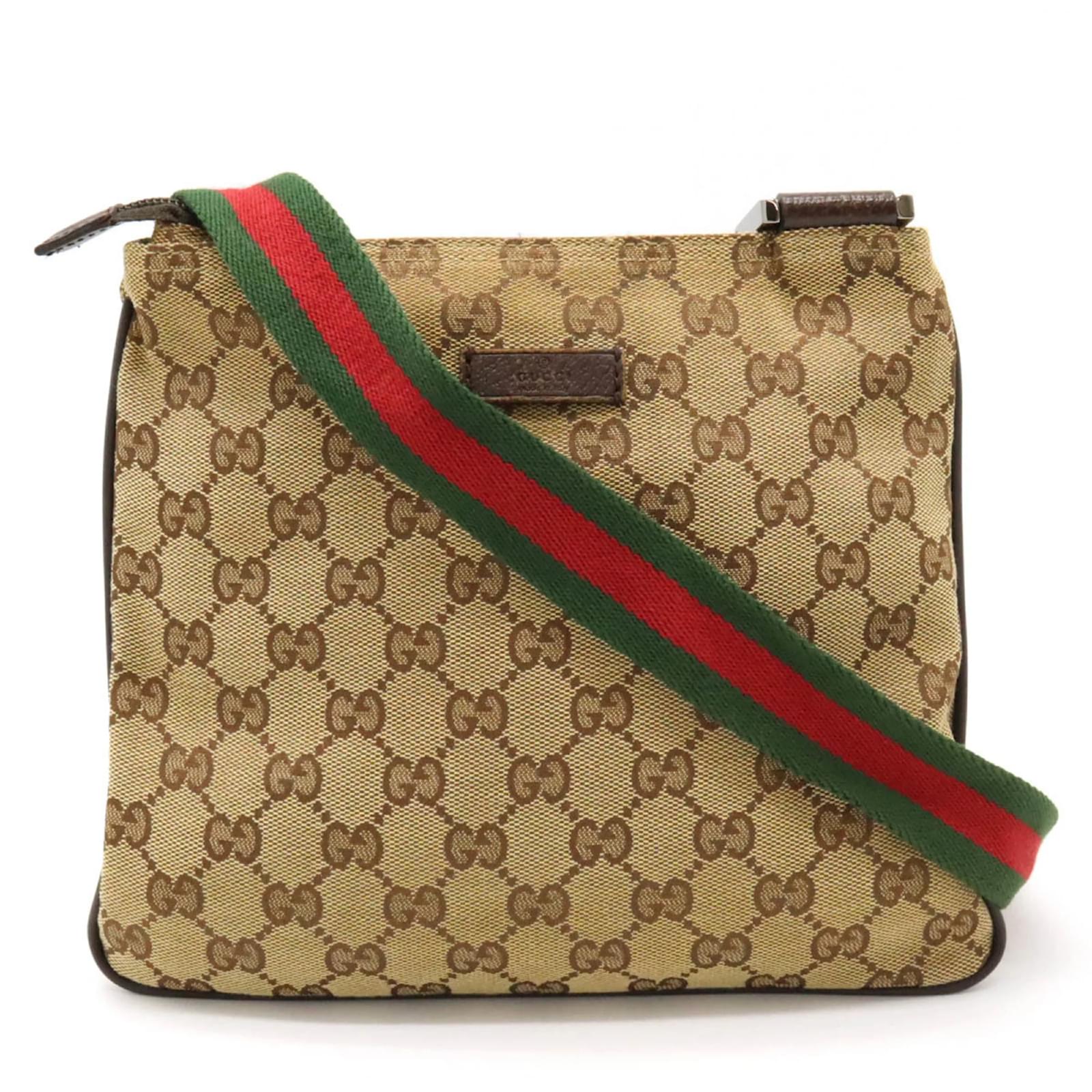 Gucci GG Canvas Sherry Line Web Shoulder Bag Red Beige Green Gucci GG Canvas Sherry Line Web Shoulder Bag Red Beige Green