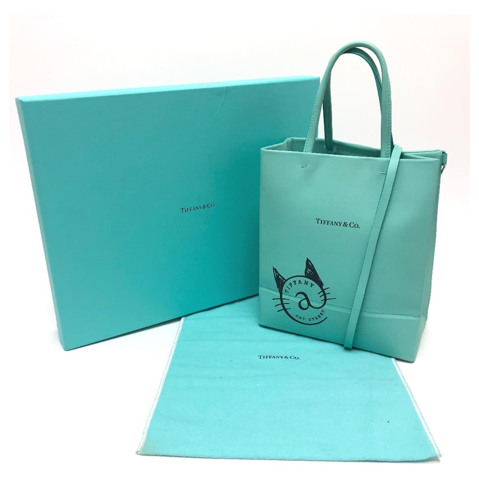 Tiffany & Co. Cat Street 2WAY Shoulder Bag Blue Leather ref