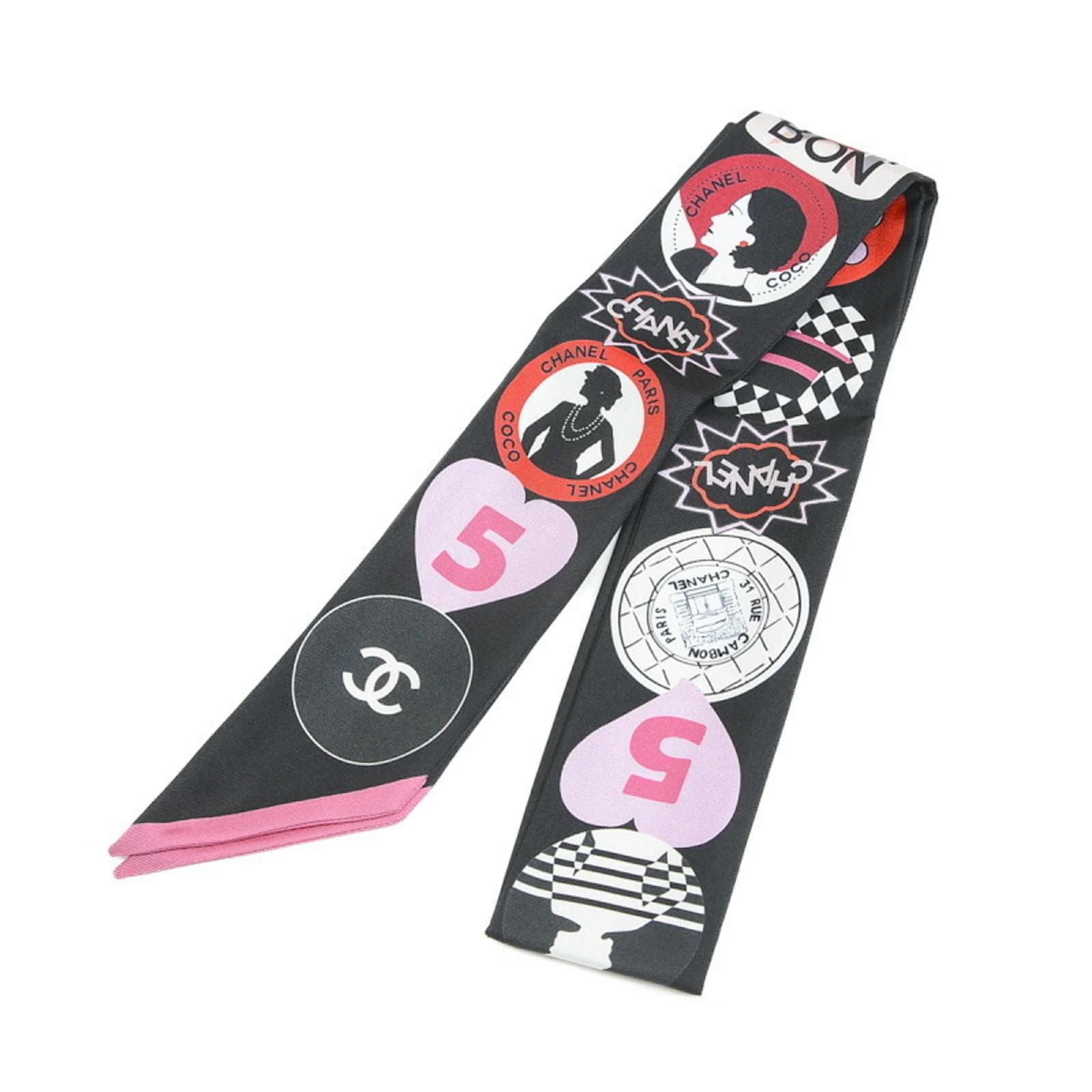 Chanel Black and Pink Silk Headband Scarf ref.1454704 - Joli