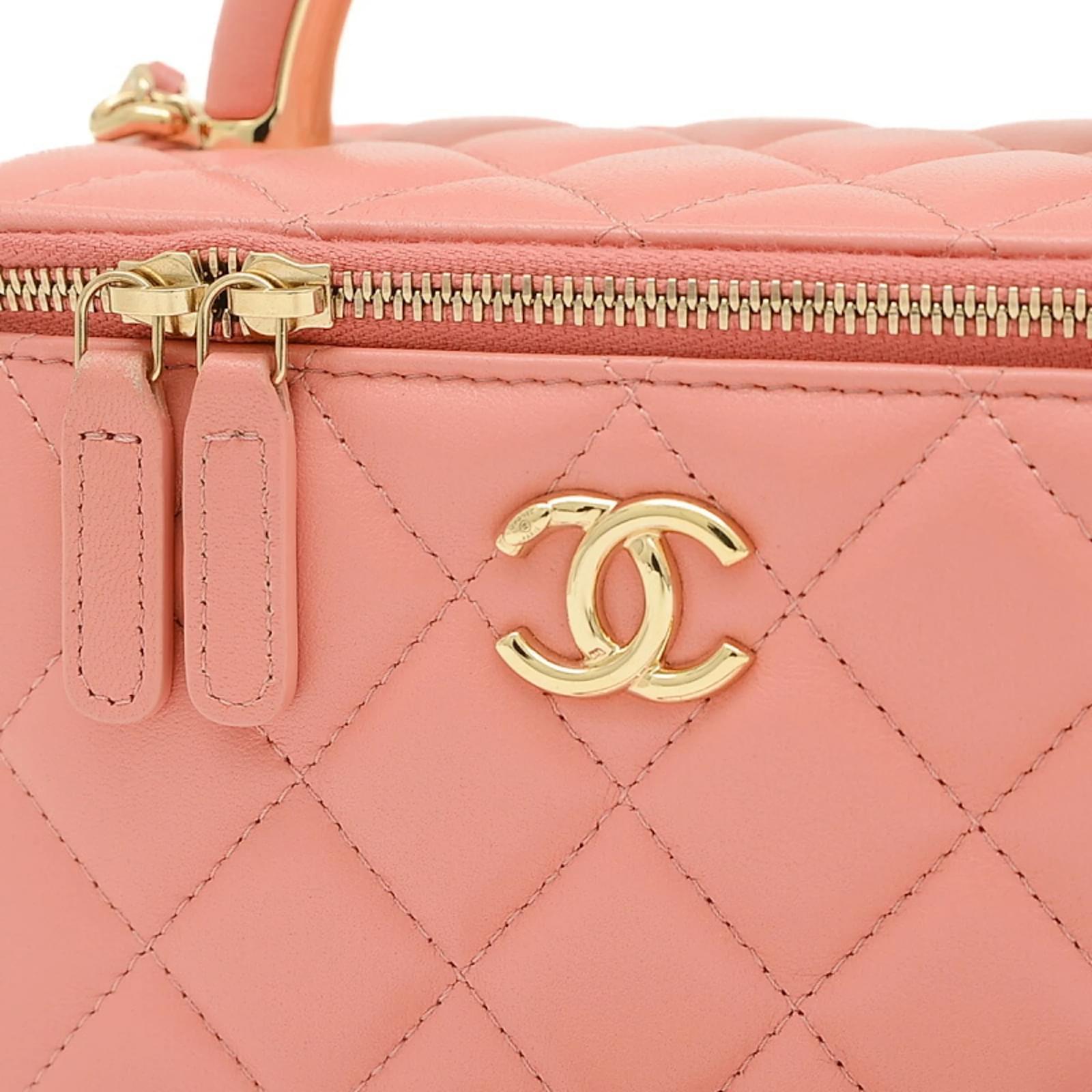 Chanel Matelasse Vanity Chain Shoulder Bag Pink Leather ref Chanel Matelasse Vanity Chain Shoulder Bag Pink Leather ref