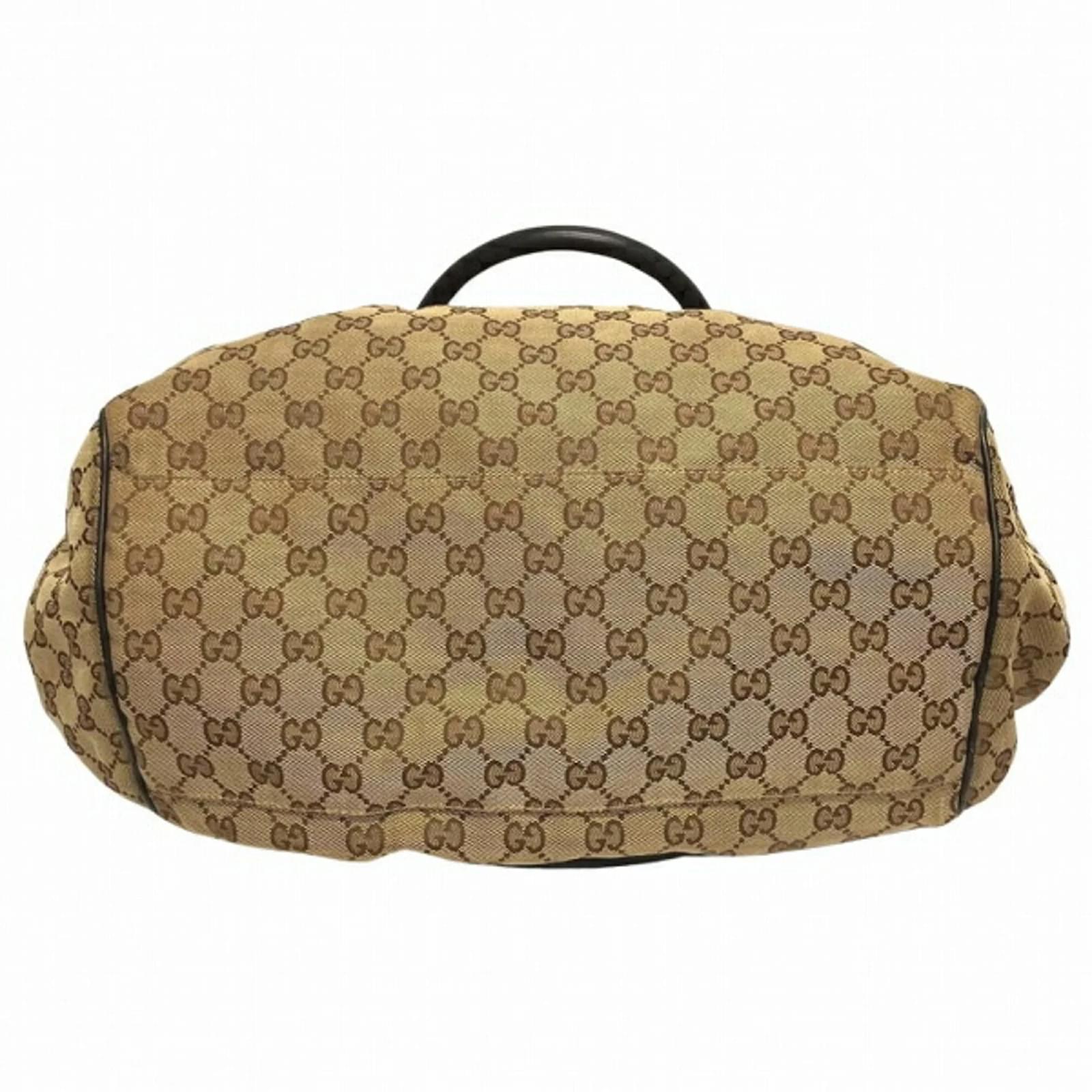 Gucci Sukey 223974 GG Canvas Handbag Brown Black Leather Cloth ref