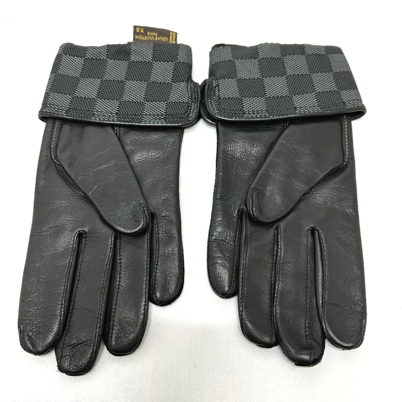 Louis Vuitton M58327 Damier Graphite Gloves Black Leather ref