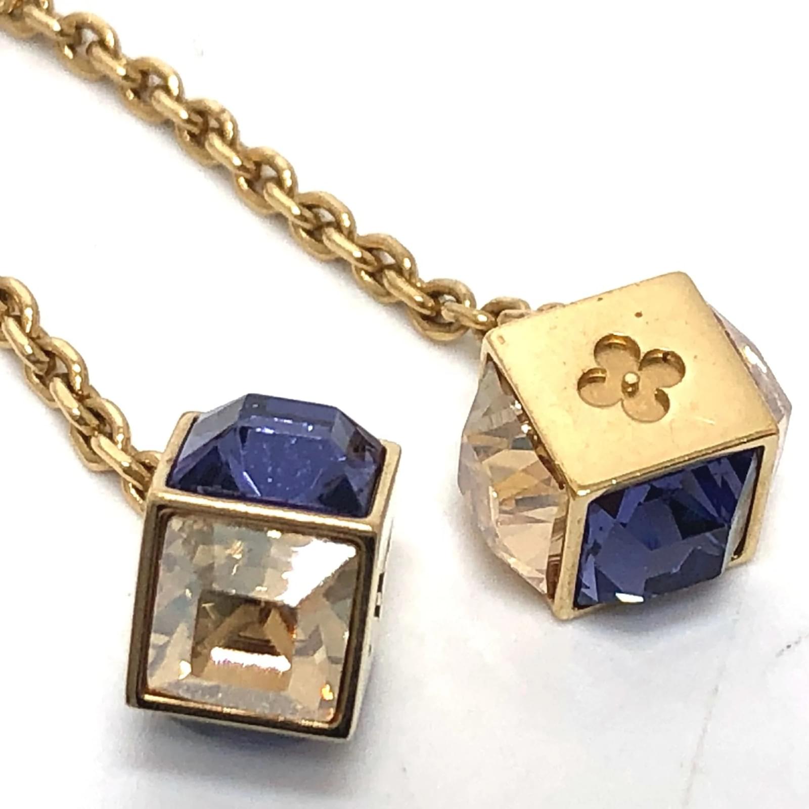 Louis Vuitton Monogram-Flower Cube Stud Earrings Golden Gold