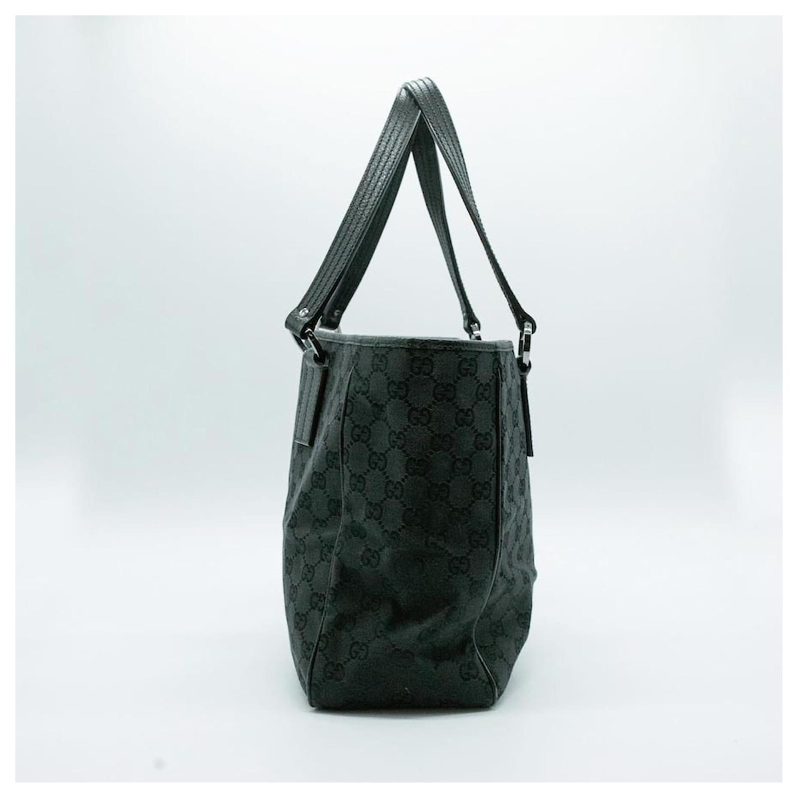 Gucci 黒 トートバッグ Gucci GG Canvas Leather Tote Bag Black Cloth ref.1459366