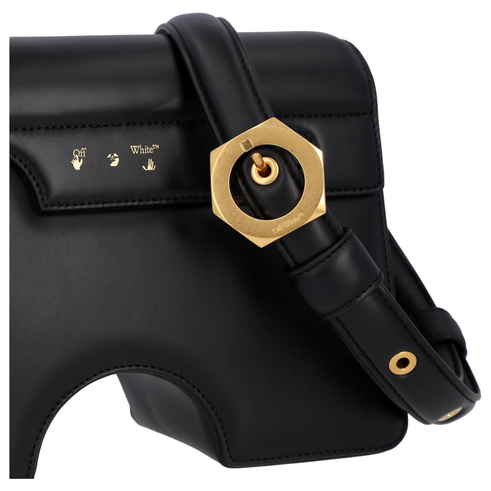 Off White Burrow-27 sculpted shoulder bag Black Leather ref