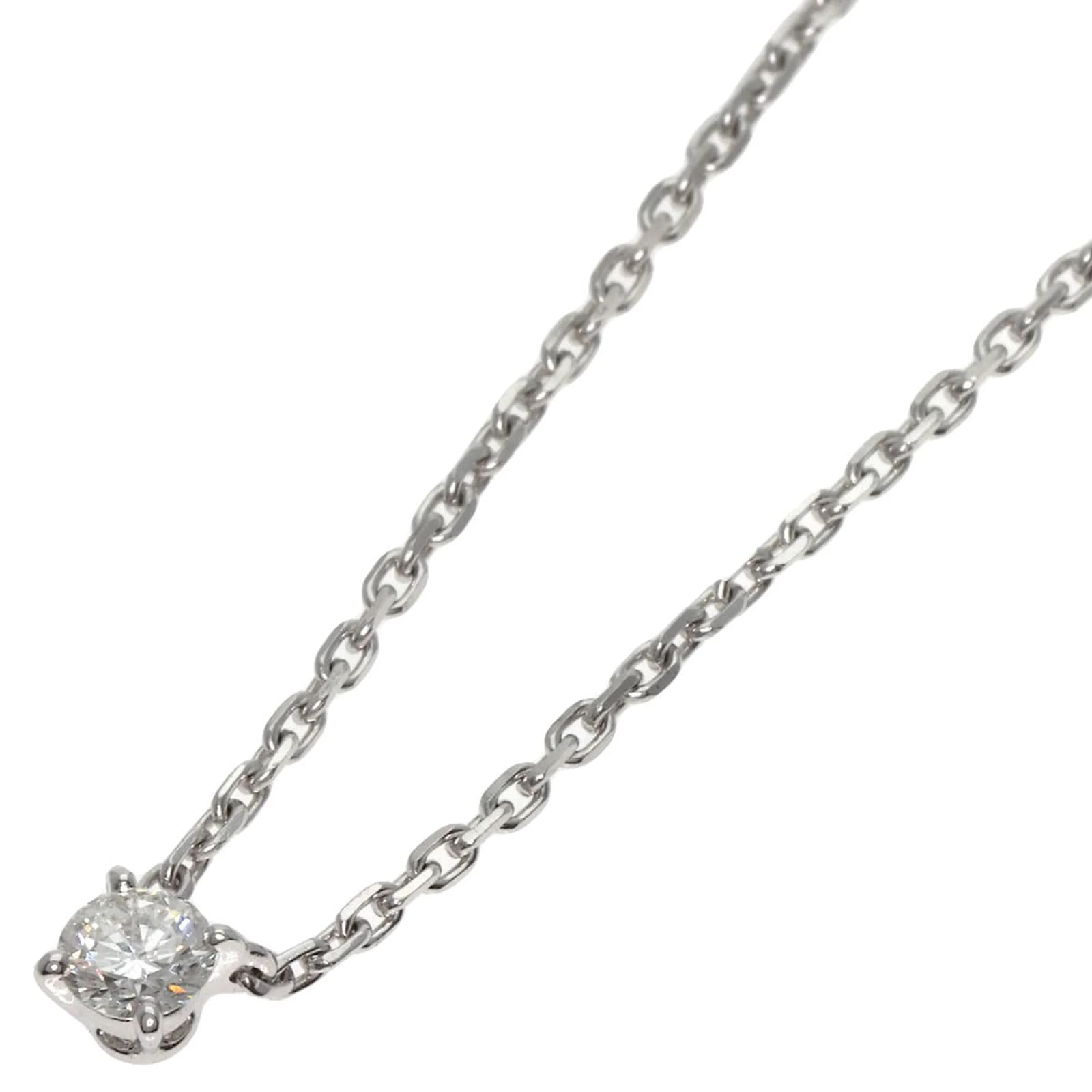 Cartier Solitaire Diamond Necklace in 18K White Gold Golden ref