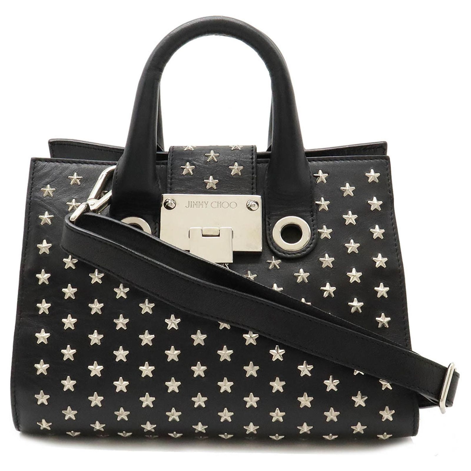 Jimmy Choo Riley Star Studs Handbag Black Leather ref.JC1462026 