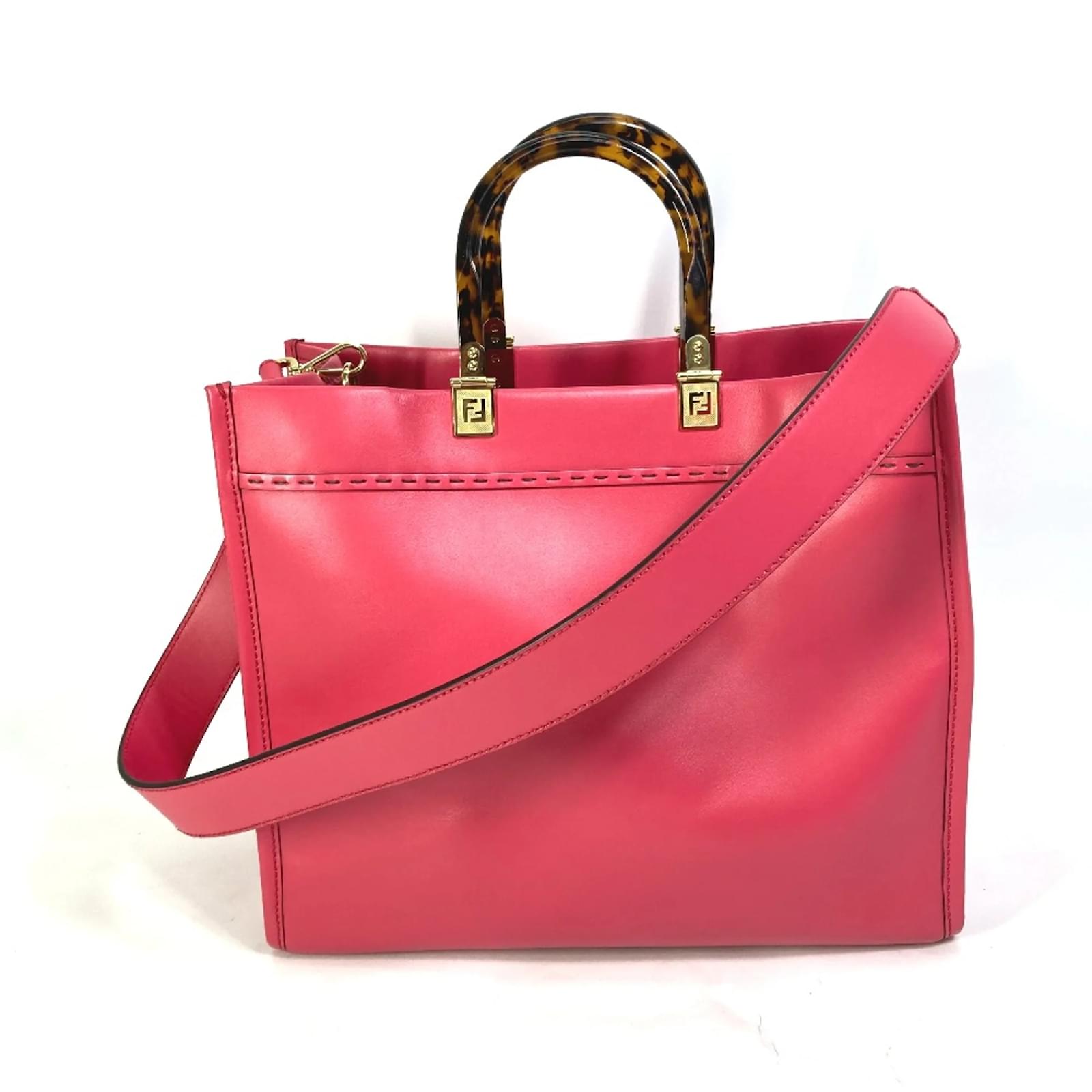バッグ FENDI/suede leather tote bag pink FENDI Mini 3Jours Pink Leather Tote Crossbody Shoulder Bag