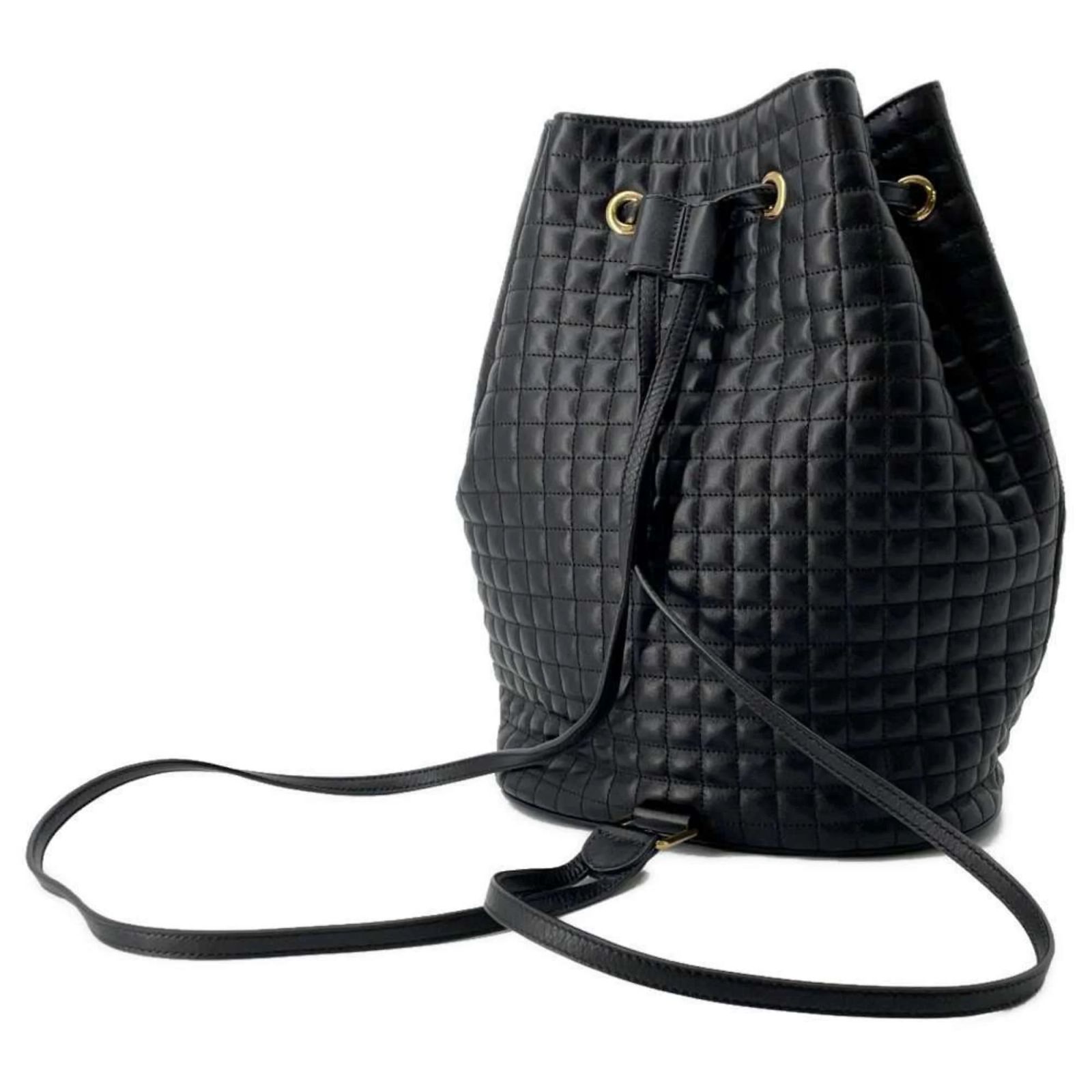 Céline Celine Backpack C Charm Leather Small Black ref  display picture 2