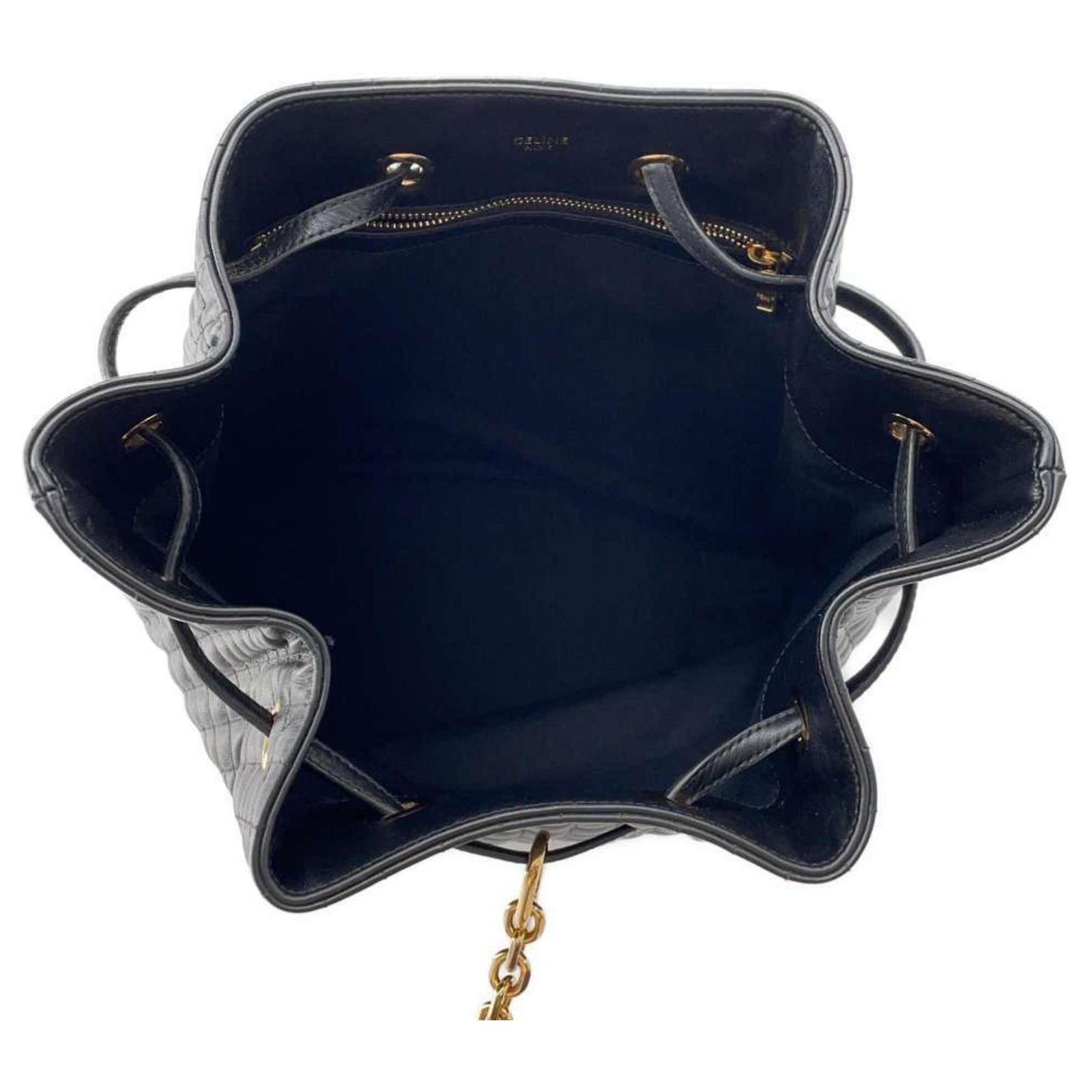 Céline Celine Backpack C Charm Leather Small Black ref 